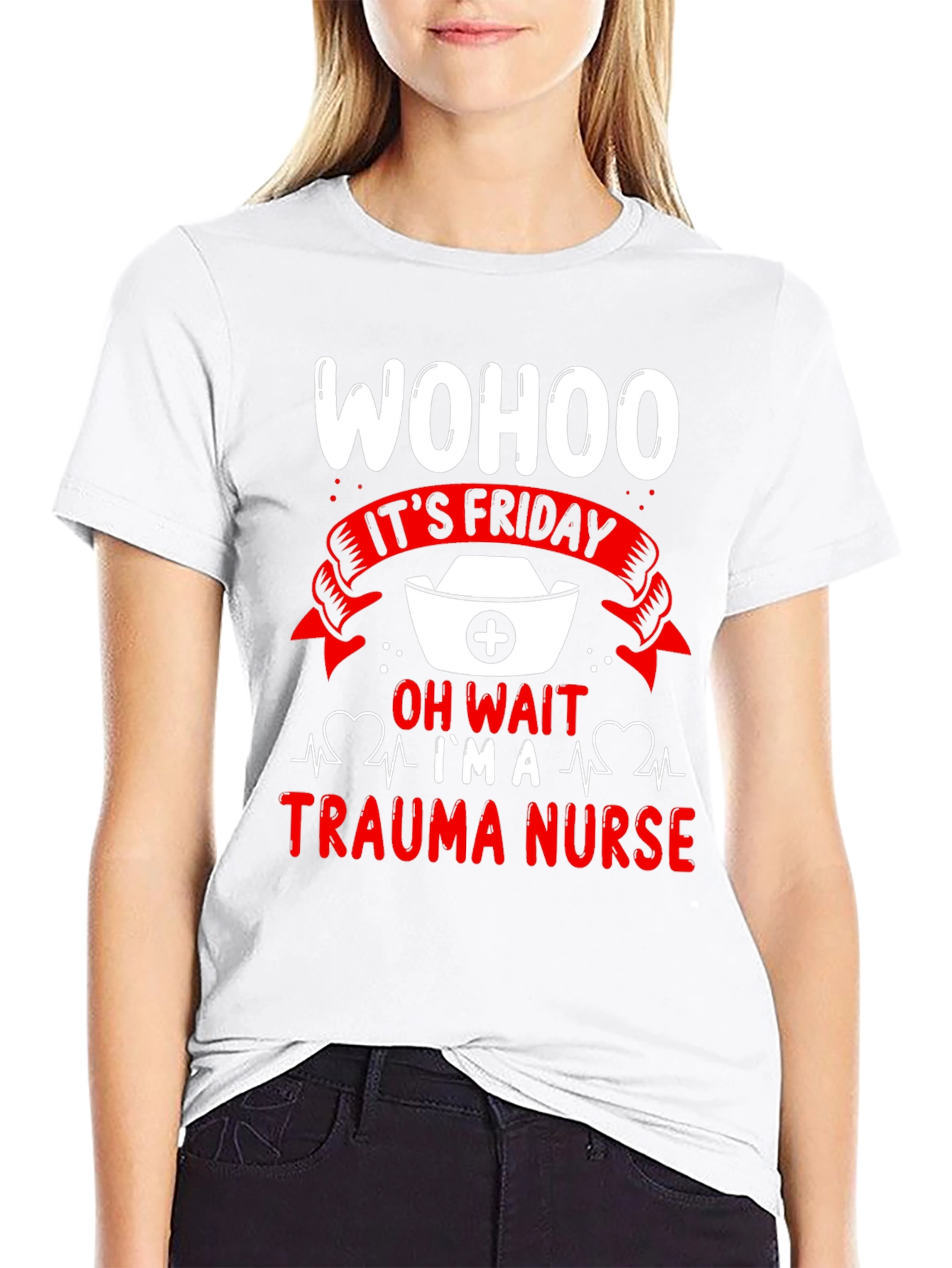 Black Trauma Nurse Friday T-Shirt view 9