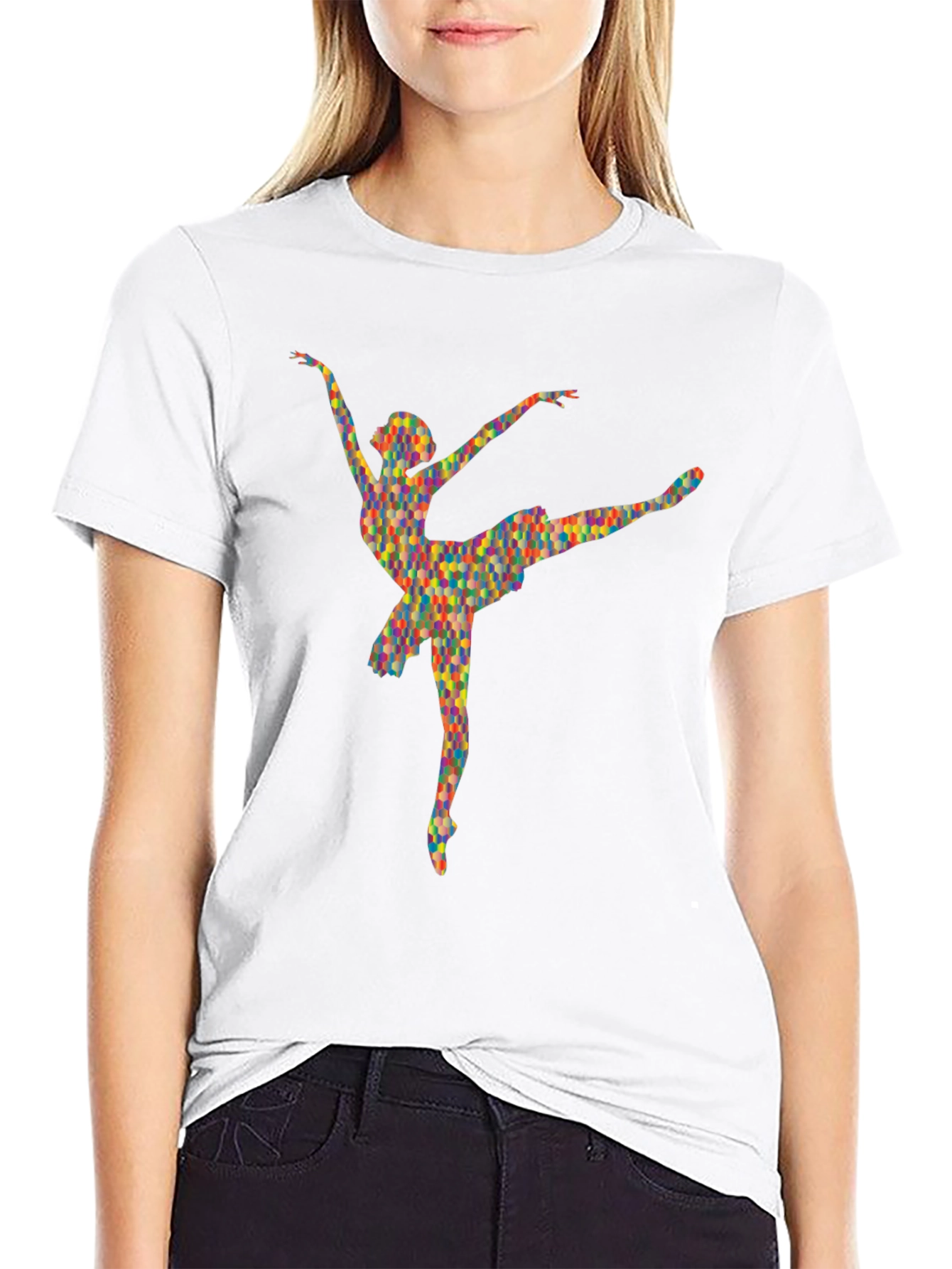 Black Geometric Ballerina Black T-Shirt view 9