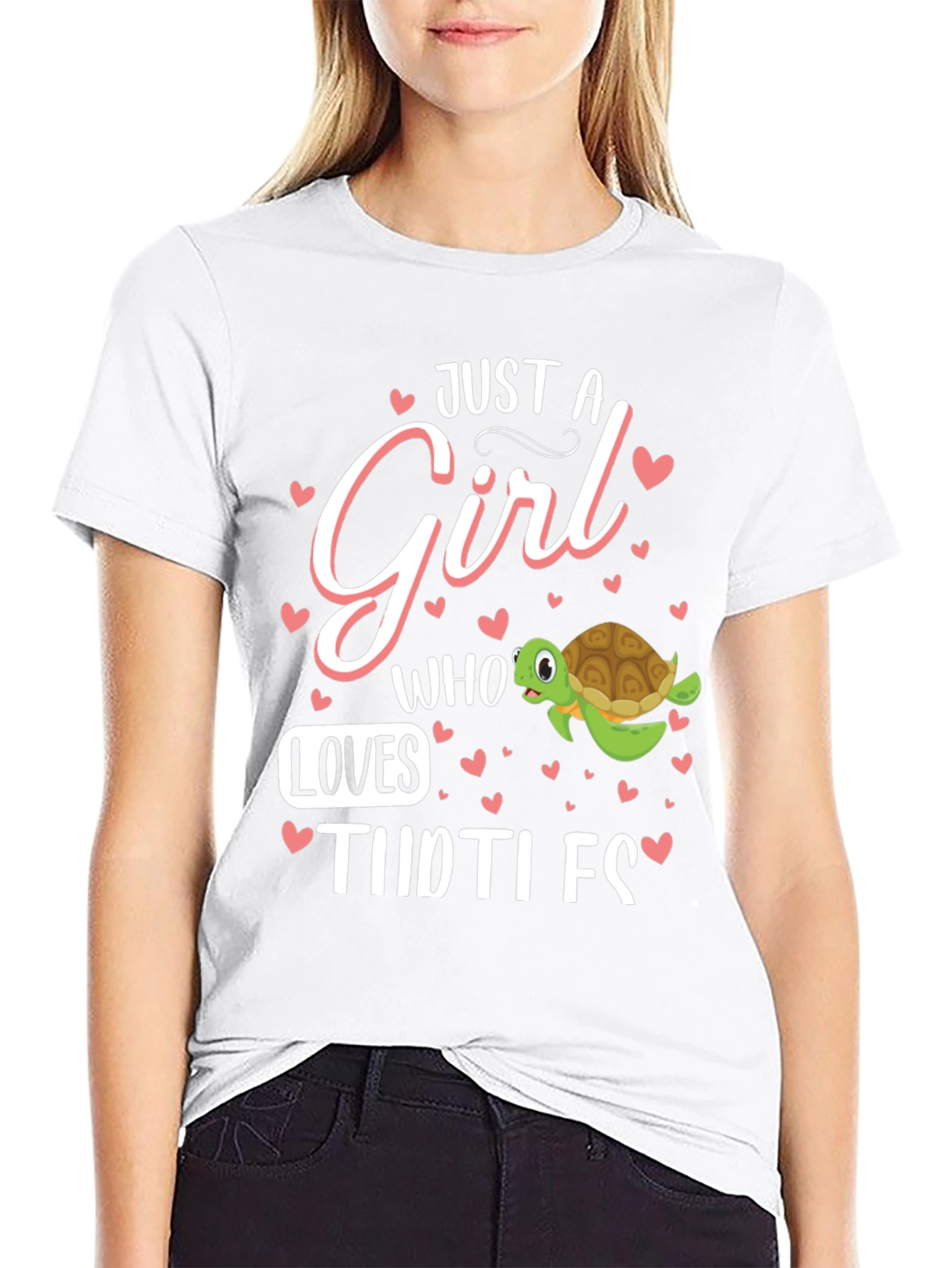 Black Just A Girl Who Loves Turtles T-Shirt view 9