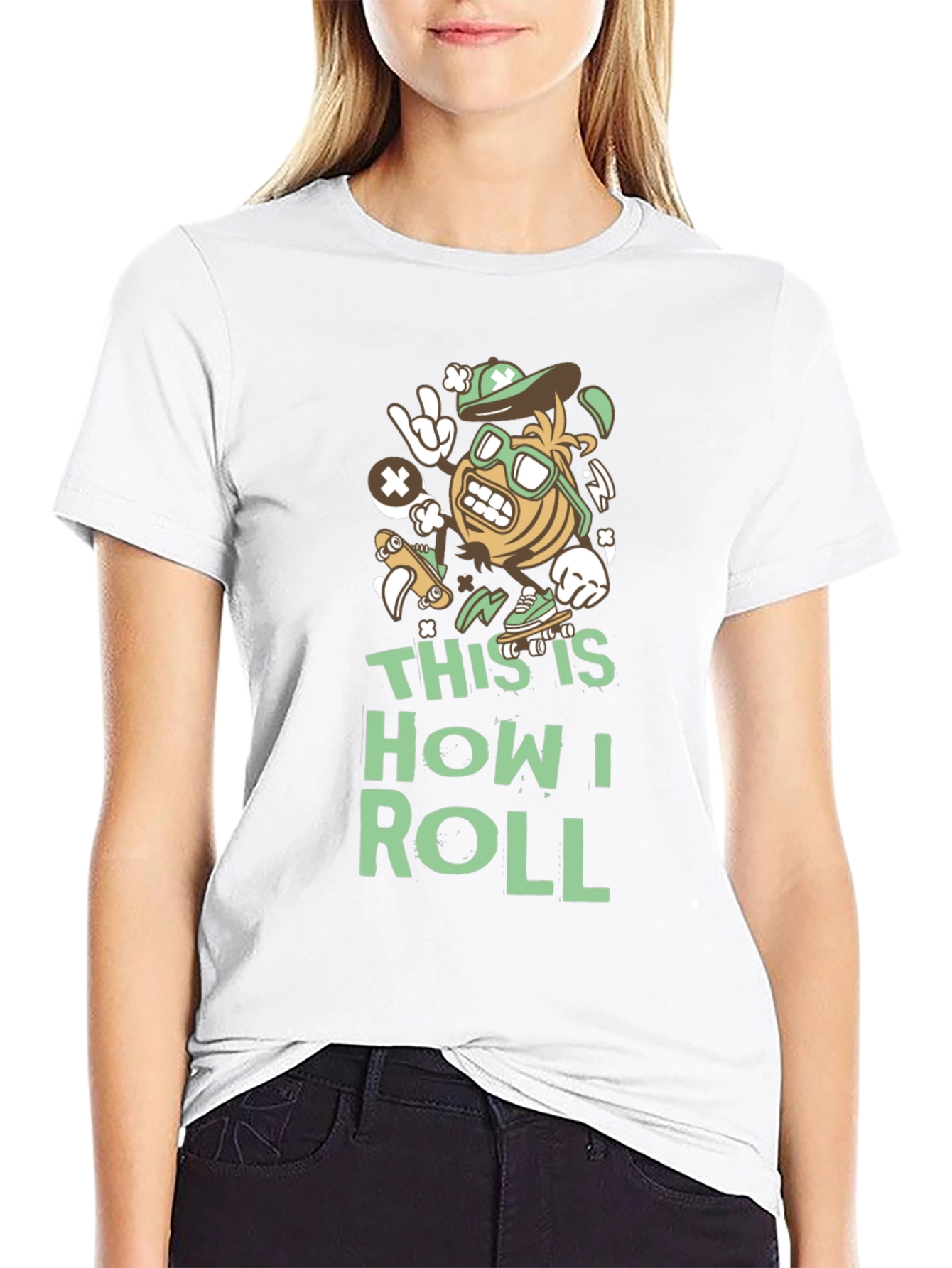 Black This Is How I Roll T-Shirt - Funny Skater Cartoon view 9