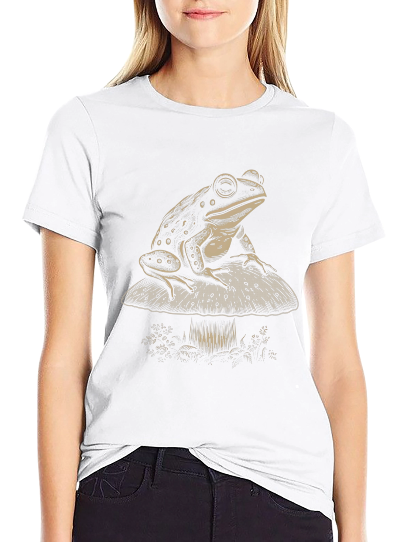 Black Frog on Mushroom Graphic T-Shirt view 9