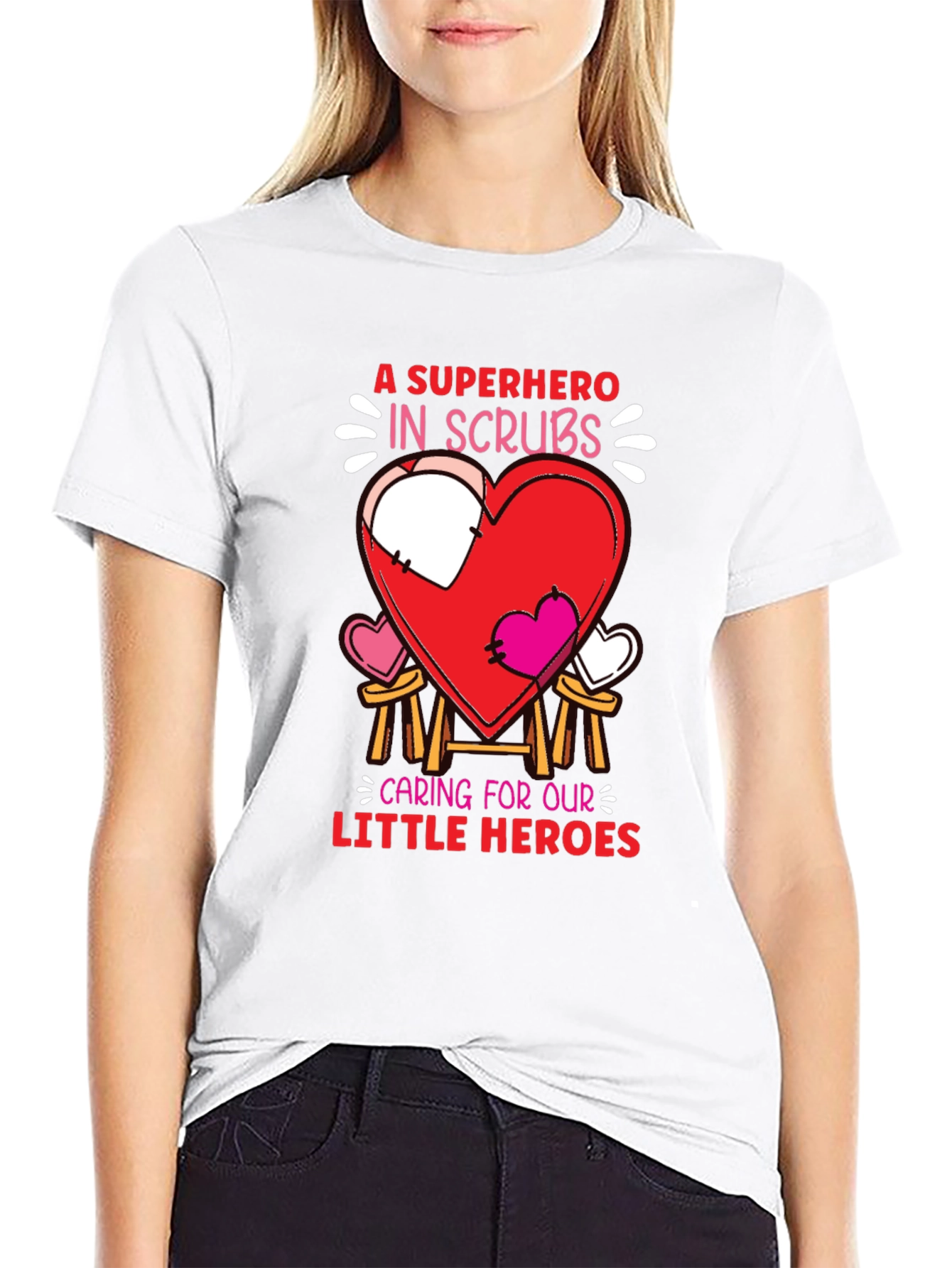 Black Superhero in Scrubs Graphic T-Shirt view 9