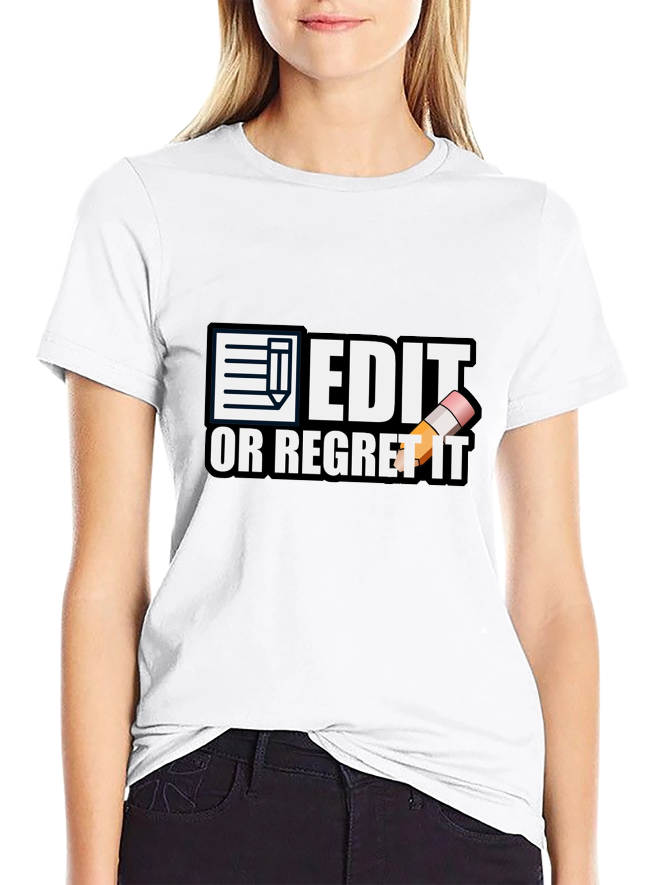 Black Edit or Regret It T-Shirt - Funny Editor Tee view 9