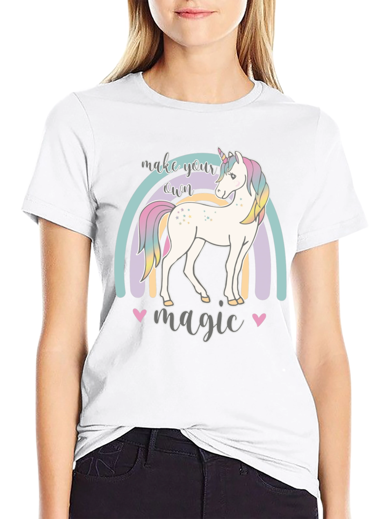Black Make Your Own Magic Unicorn Graphic Tee view 9