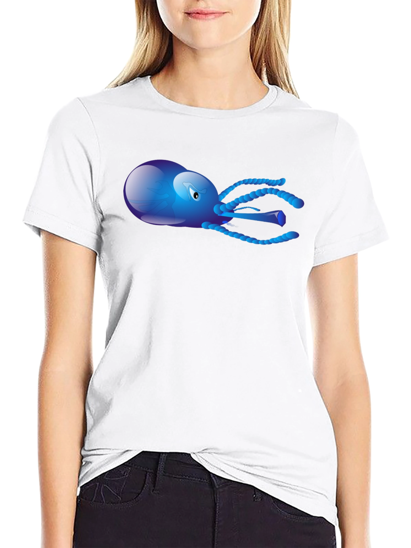 Black Blue Octopus Graphic Tee - Men's Black T-Shirt view 9