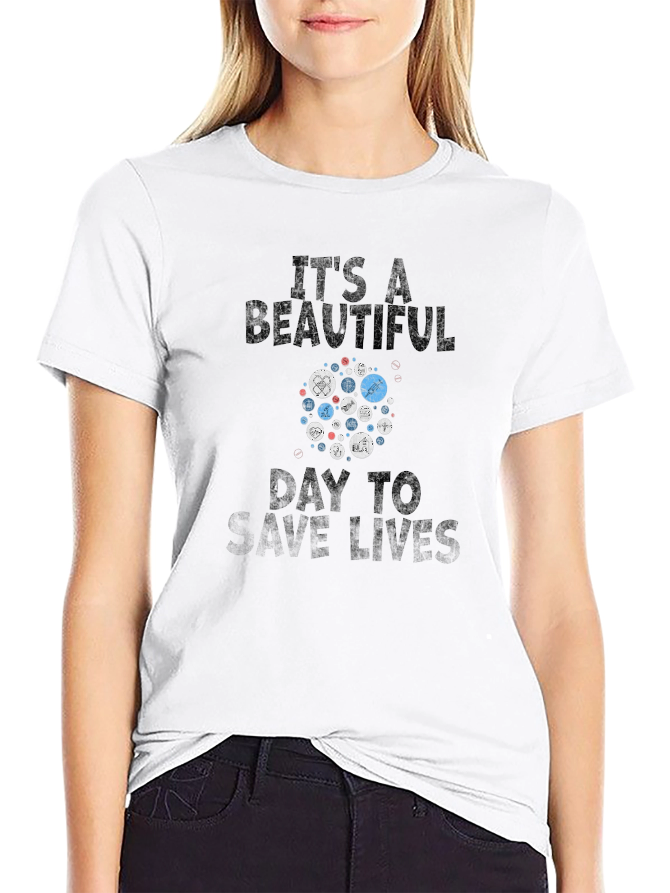 Black It's a Beautiful Day to Save Lives Tee view 9