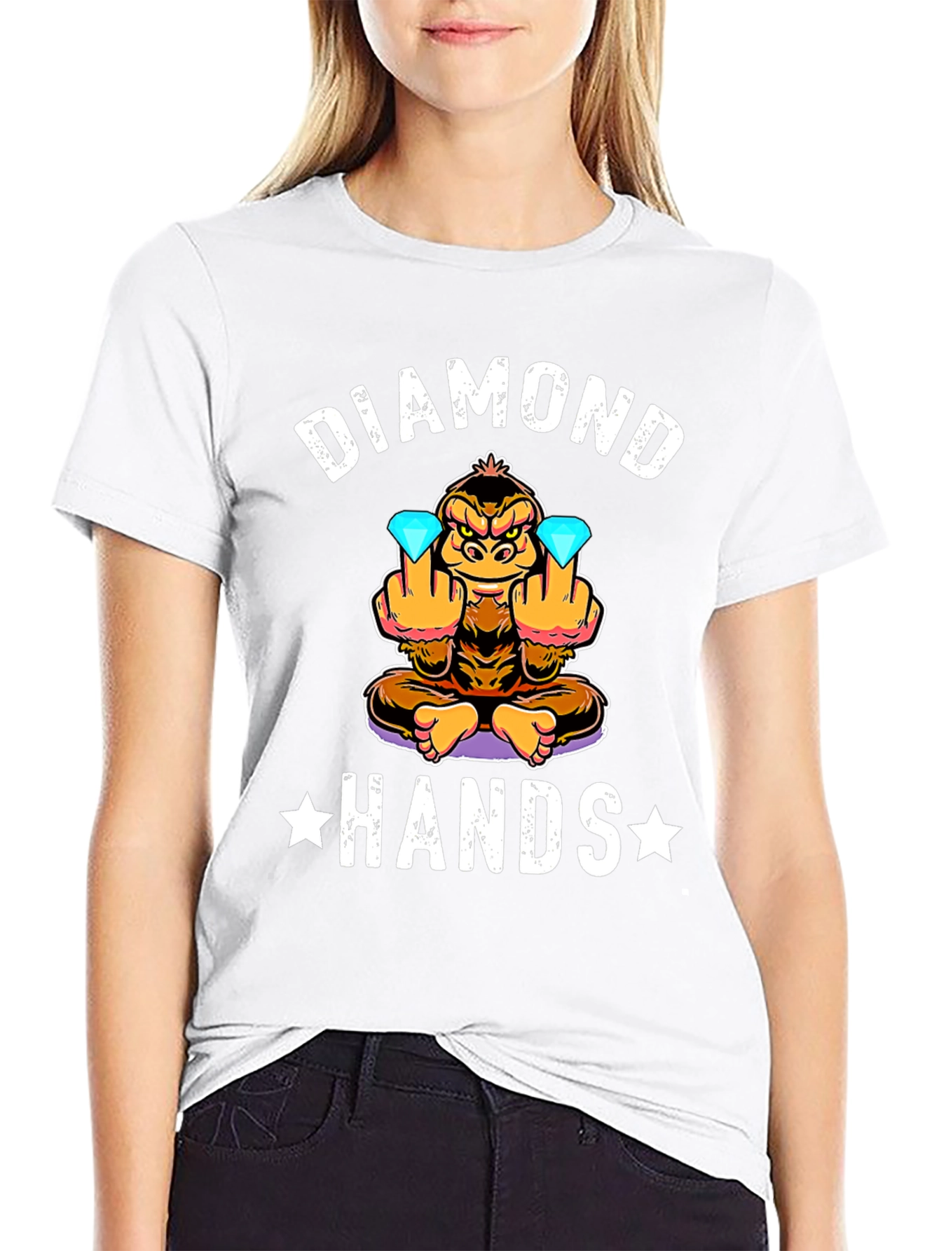 Black Diamond Hands Funny Monkey T-Shirt view 9