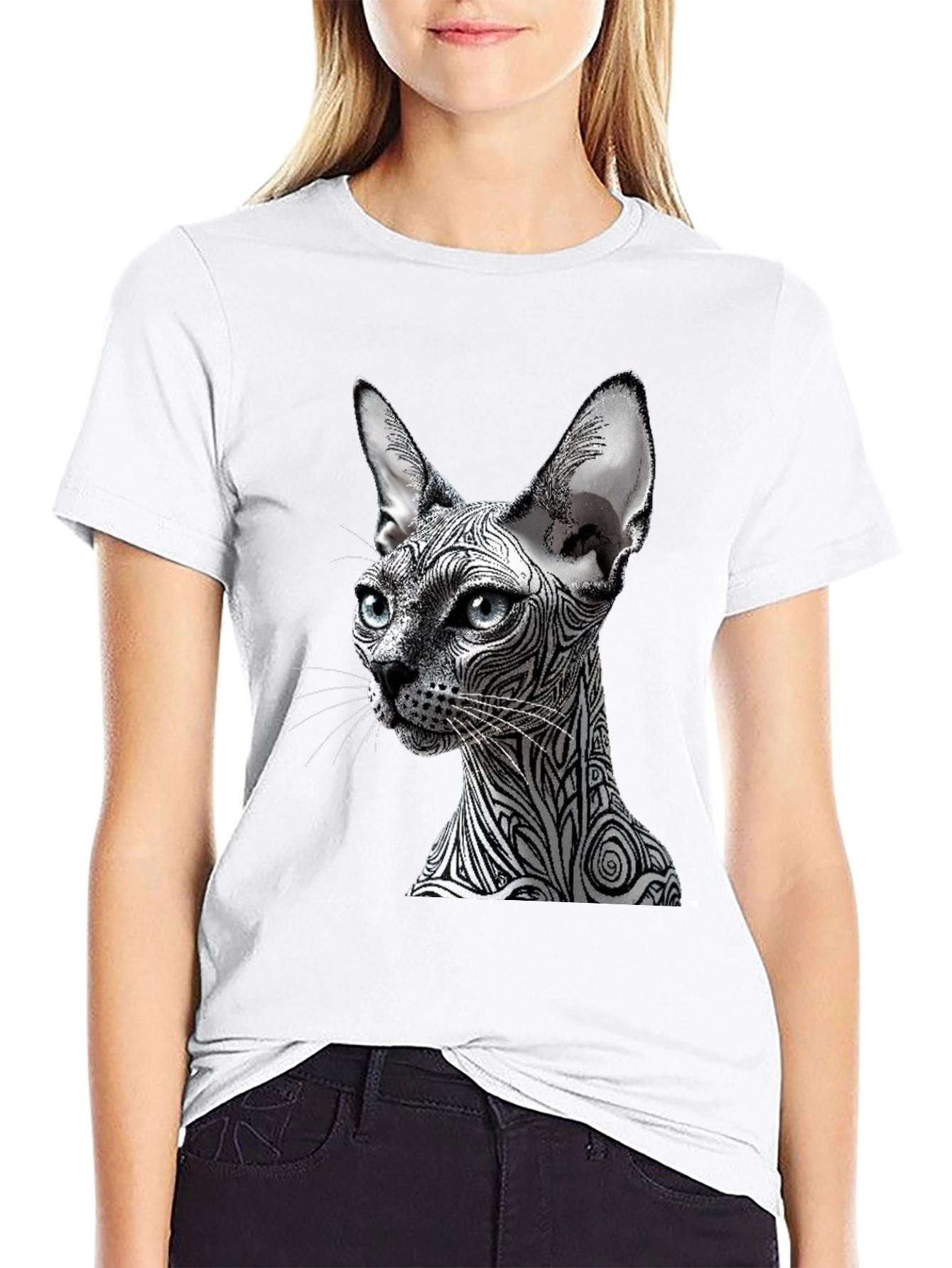 Black Unique Cat Graphic T-Shirt - Stylish Black Tee view 9