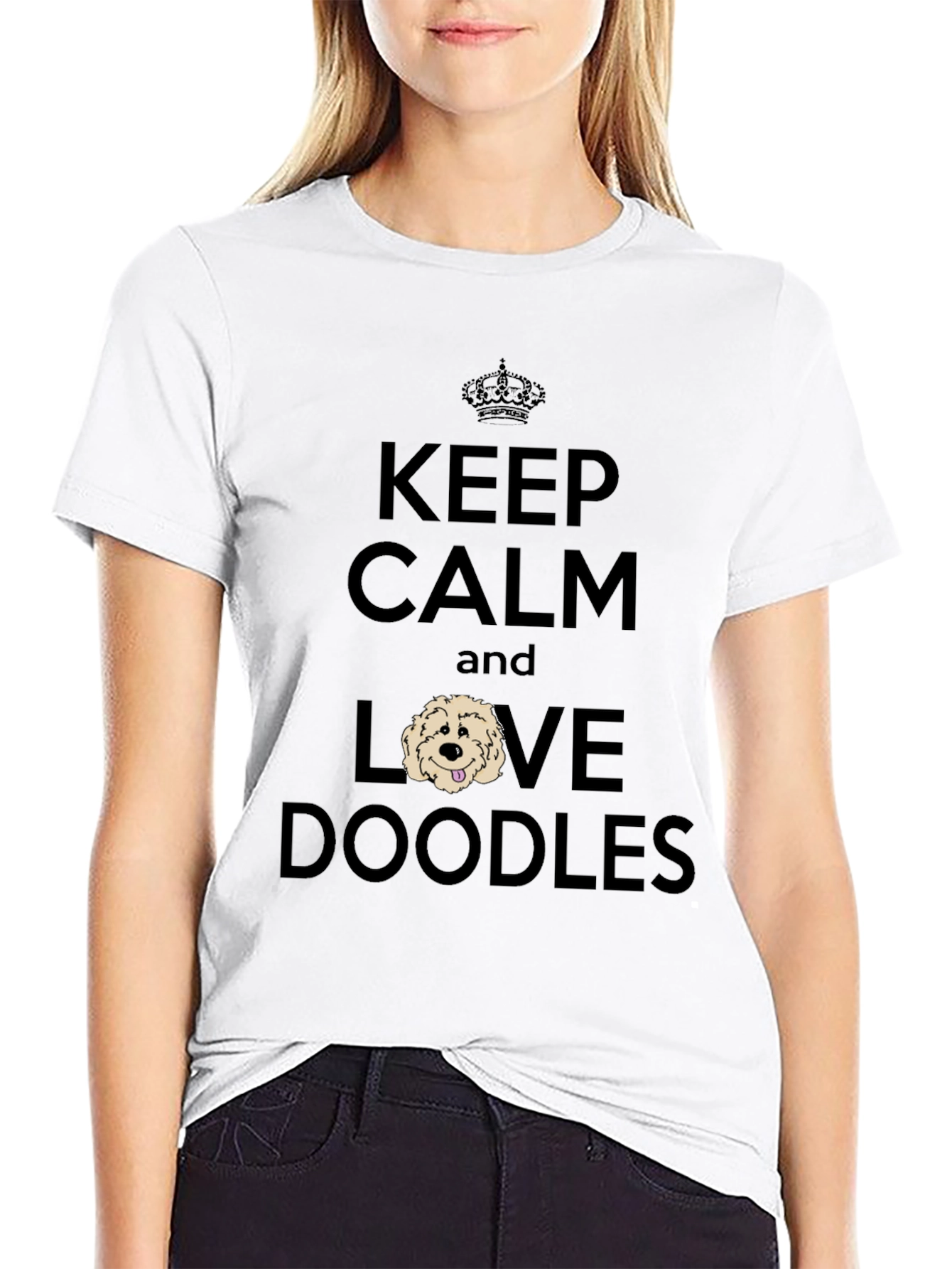 Black Keep Calm & Love Doodles T-Shirt view 9