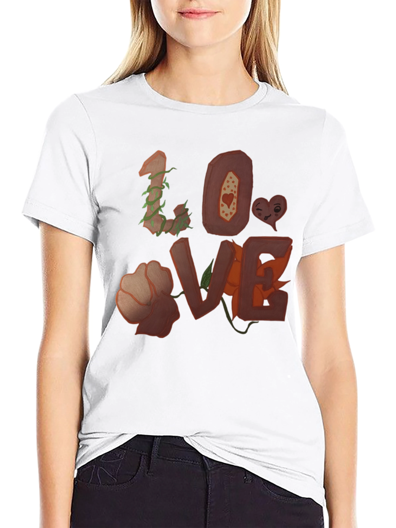 Black Floral LOVE Graphic Tee - Unique Heart Design view 9
