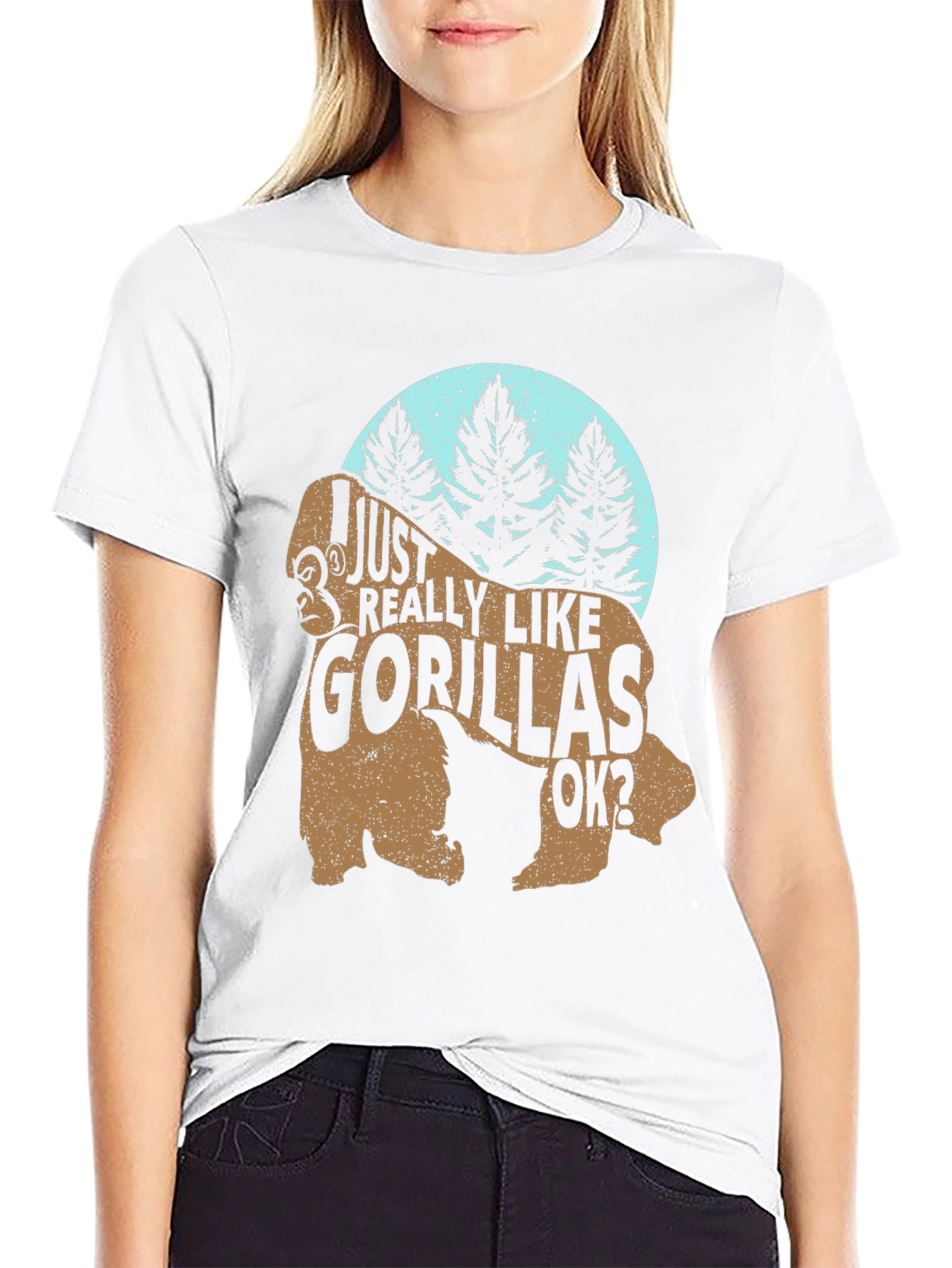 Black I Just Really Like Gorillas OK? Funny Gorilla T-Shirt view 9