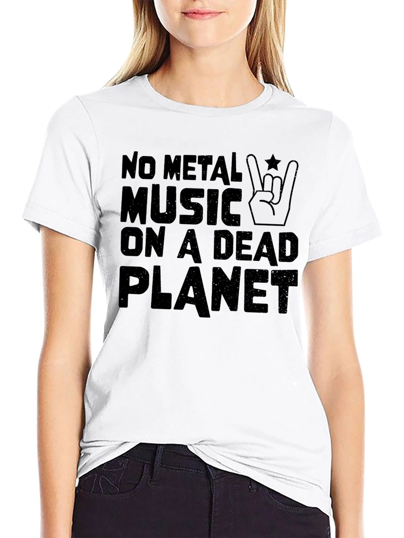 Black No Metal Music On A Dead Planet T-Shirt view 9