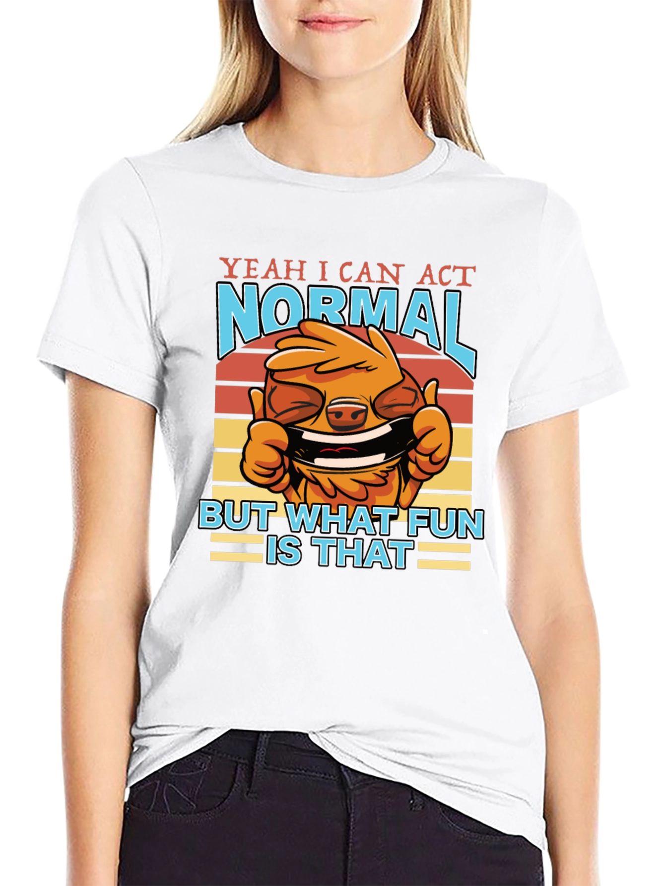Black Funny 'Yeah I Can Act Normal' Graphic T-Shirt view 9