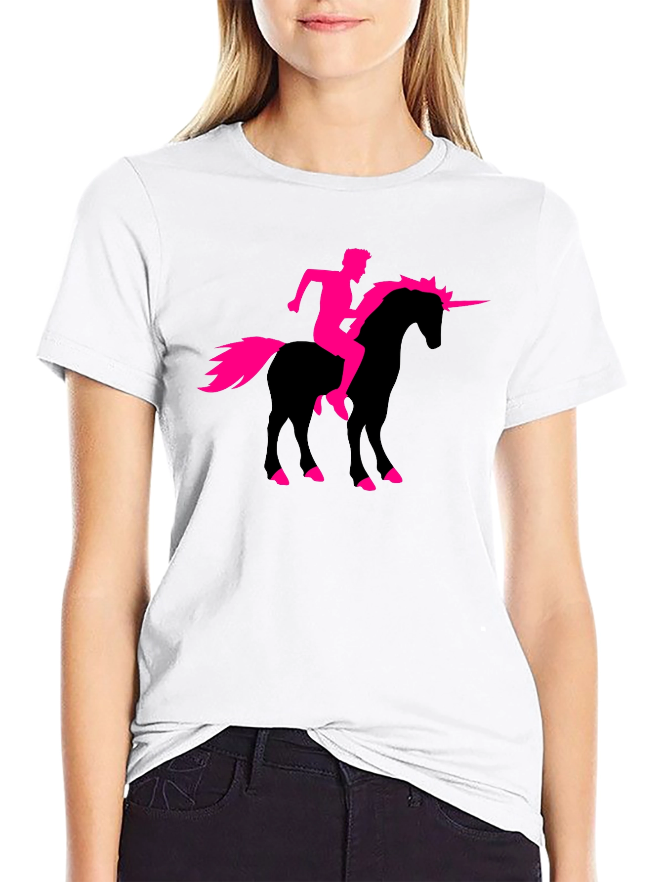 Black Unicorn Rider Graphic T-Shirt - Black Cotton Tee view 9