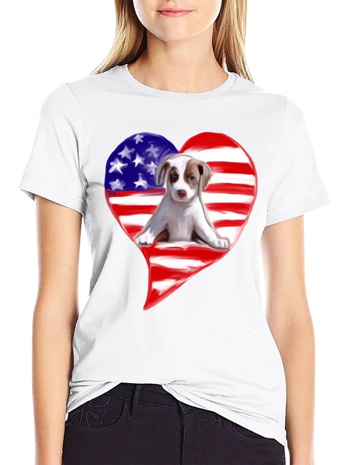 Patriotic Dog Heart T-Shirt - 9