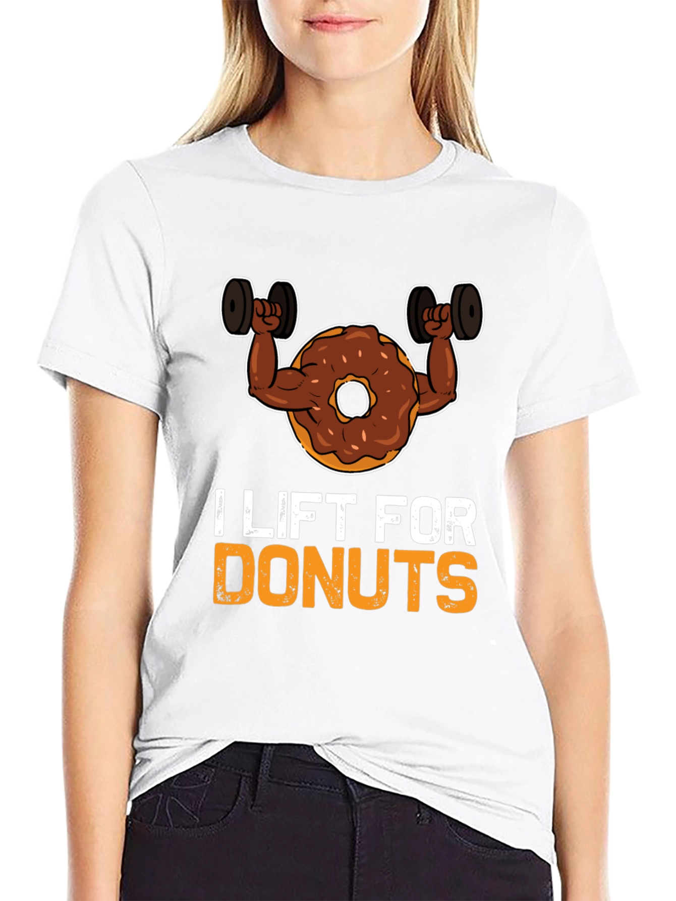 Black I Lift For Donuts Black Graphic T-Shirt view 9