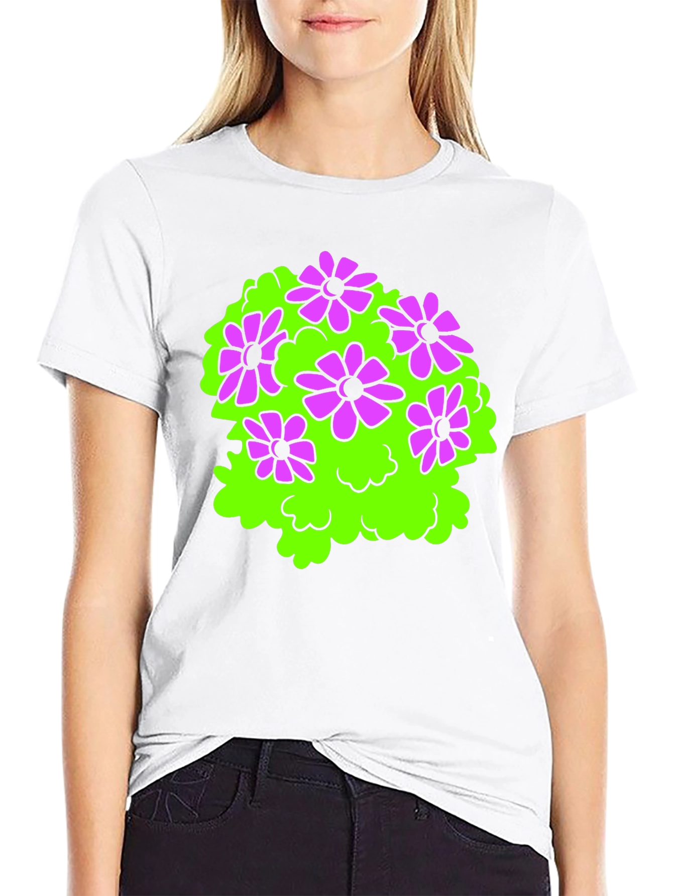 Black Black T-Shirt with Floral Bush Design view 9