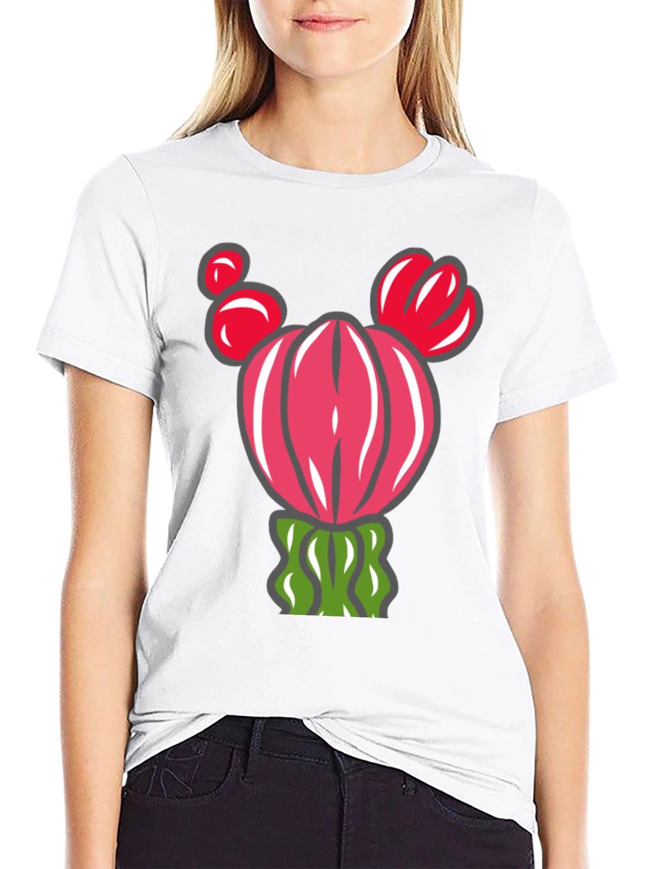 Black Cactus Graphic T-Shirt - Whimsical Desert Style view 9