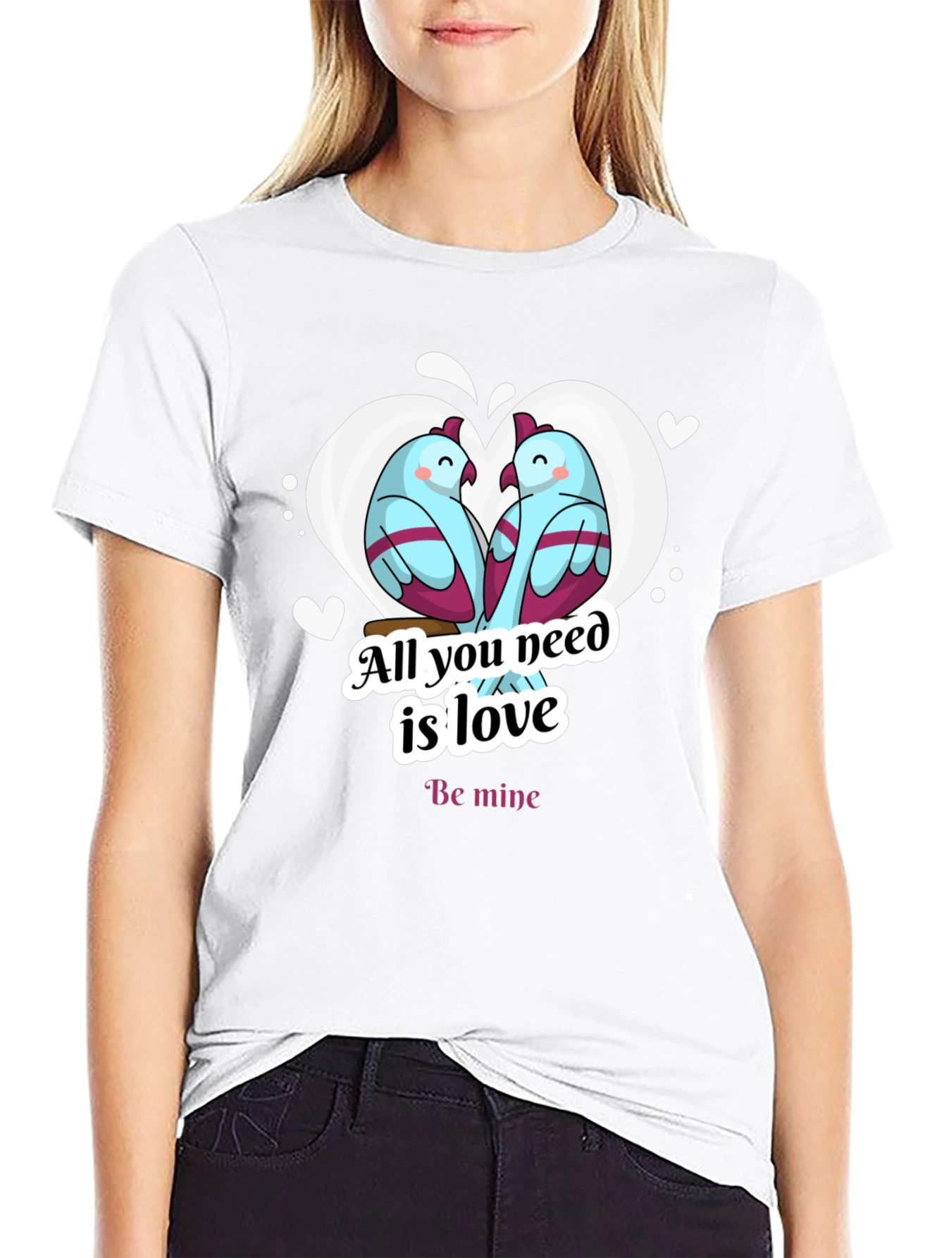 Black Love Birds T-Shirt - All You Need Is Love view 9