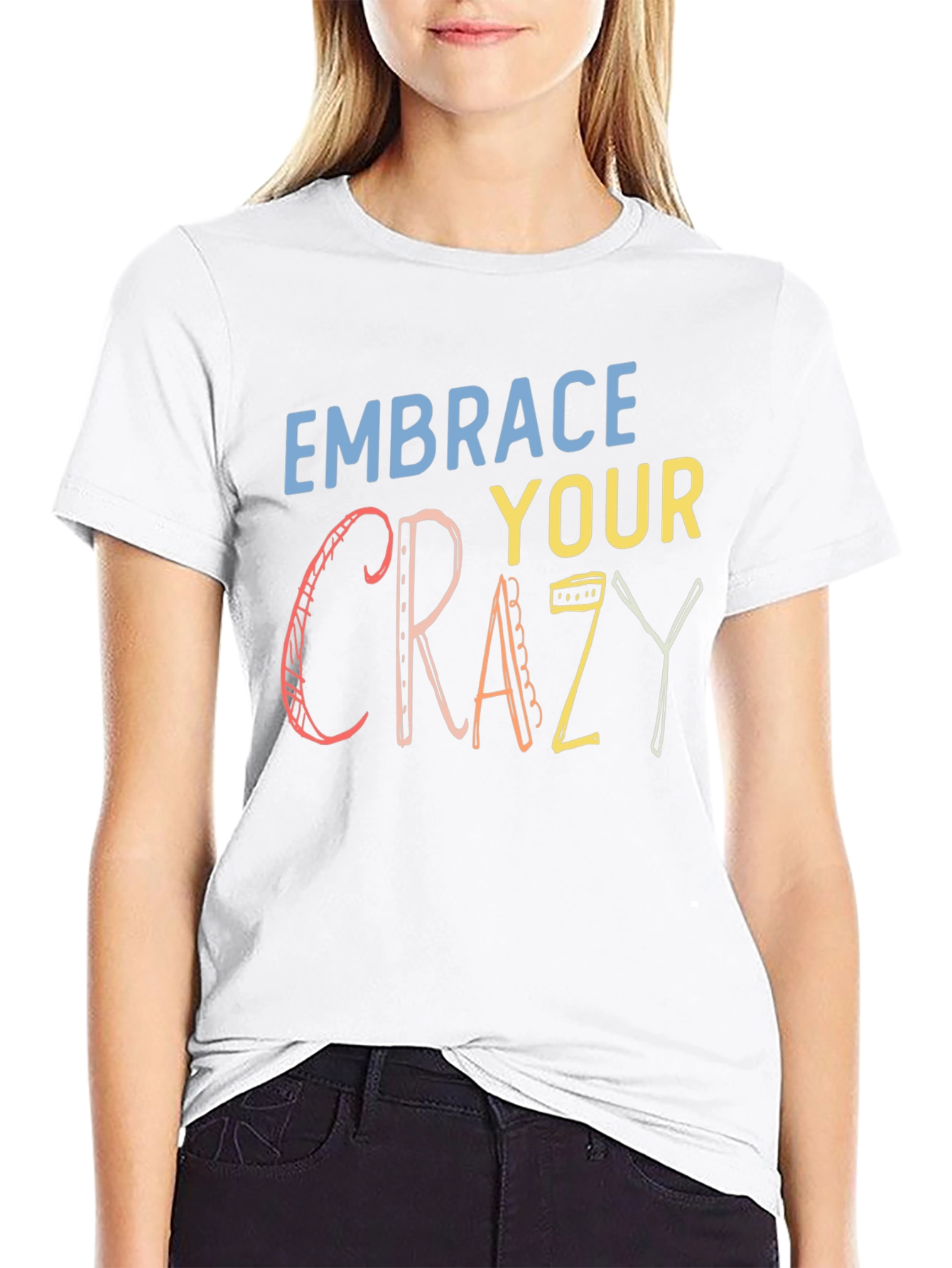 Black Embrace Your Crazy Graphic T-Shirt - Black view 9