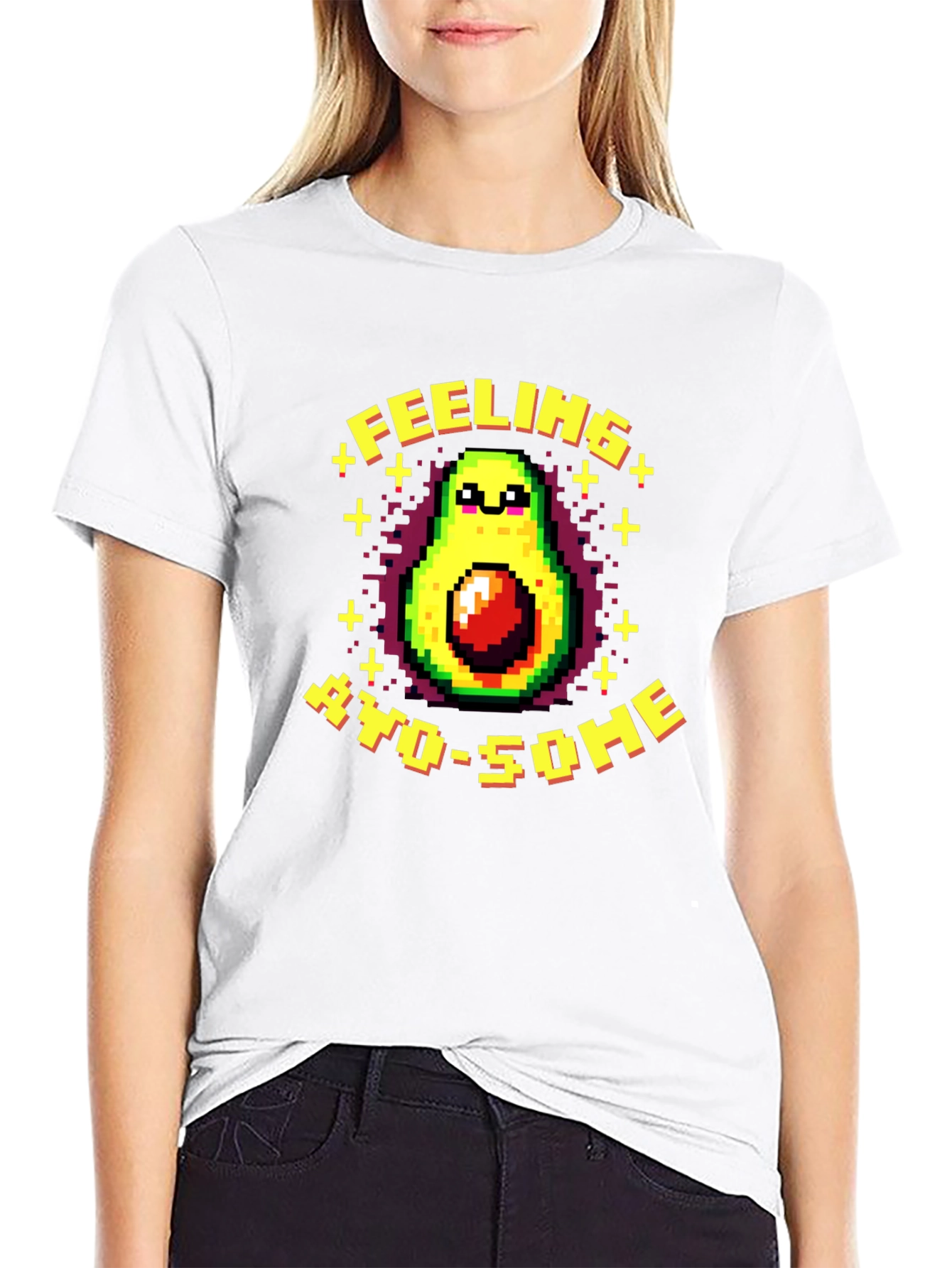 Black Feeling Avo-Some Pixelated Avocado T-Shirt view 9