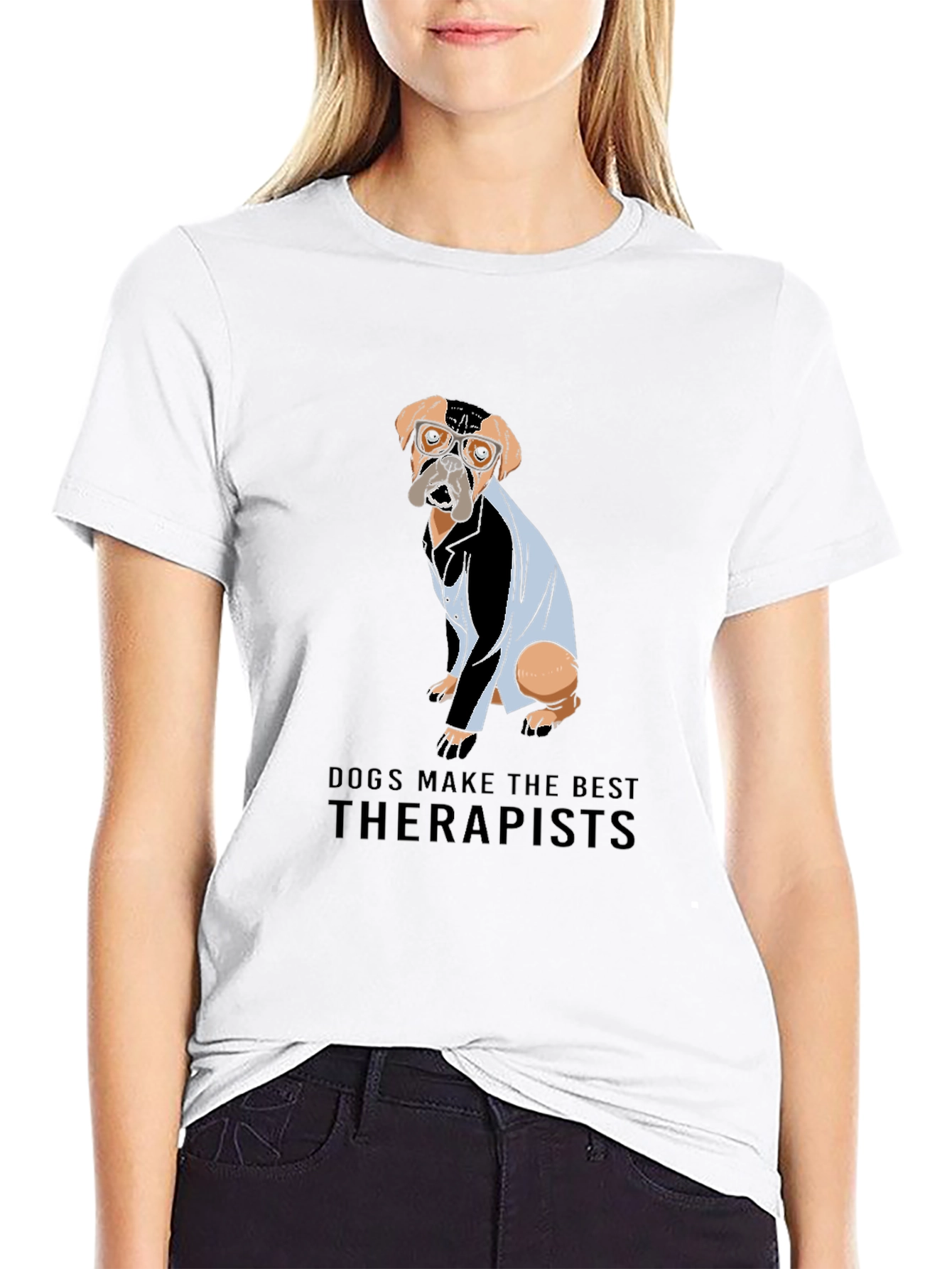 Black Dogs Make the Best Therapists Black T-Shirt view 9