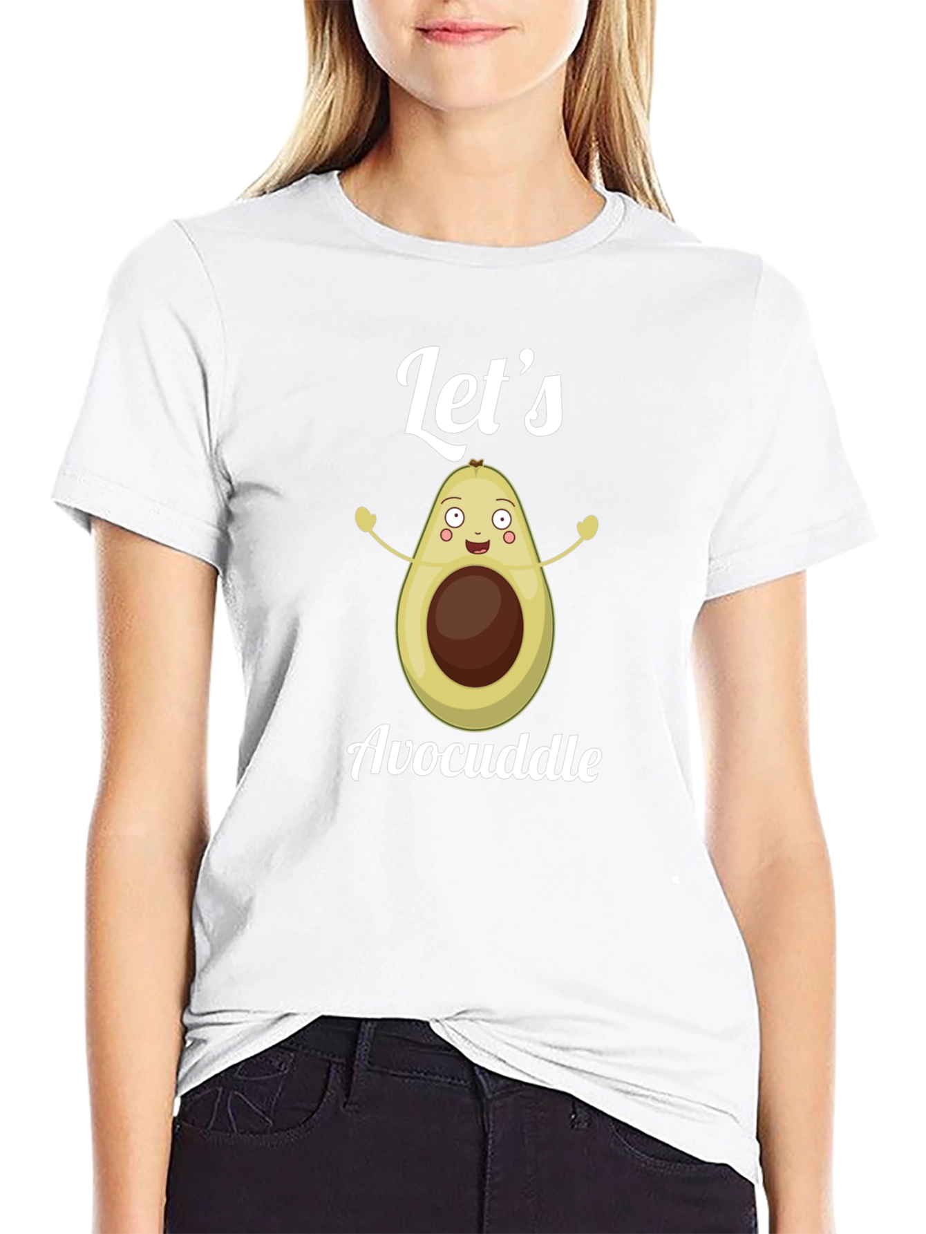 Black Avocuddle T-Shirt: Let's Cuddle Avocado Tee view 9