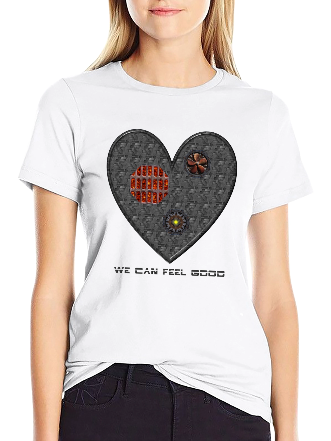 Black Steampunk Heart T-Shirt - Feel Good view 9