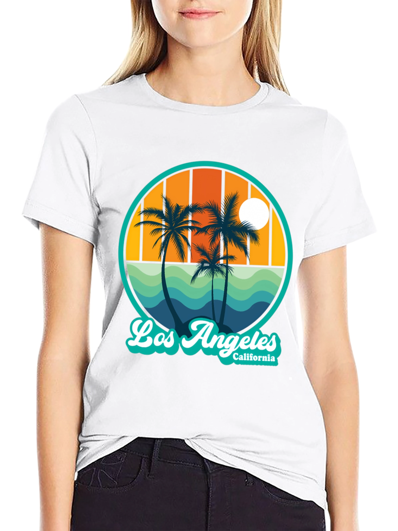 Black Los Angeles California Palms Graphic T-Shirt view 9