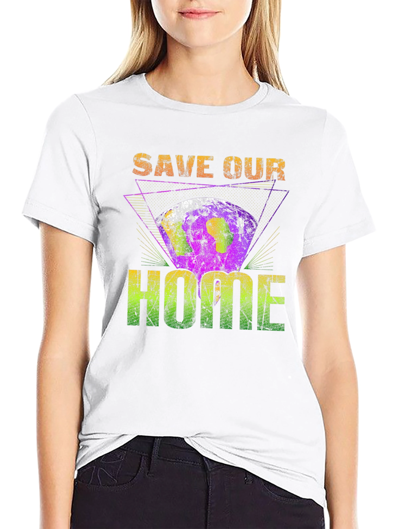 Black Save Our Home Earth Graphic T-Shirt view 9