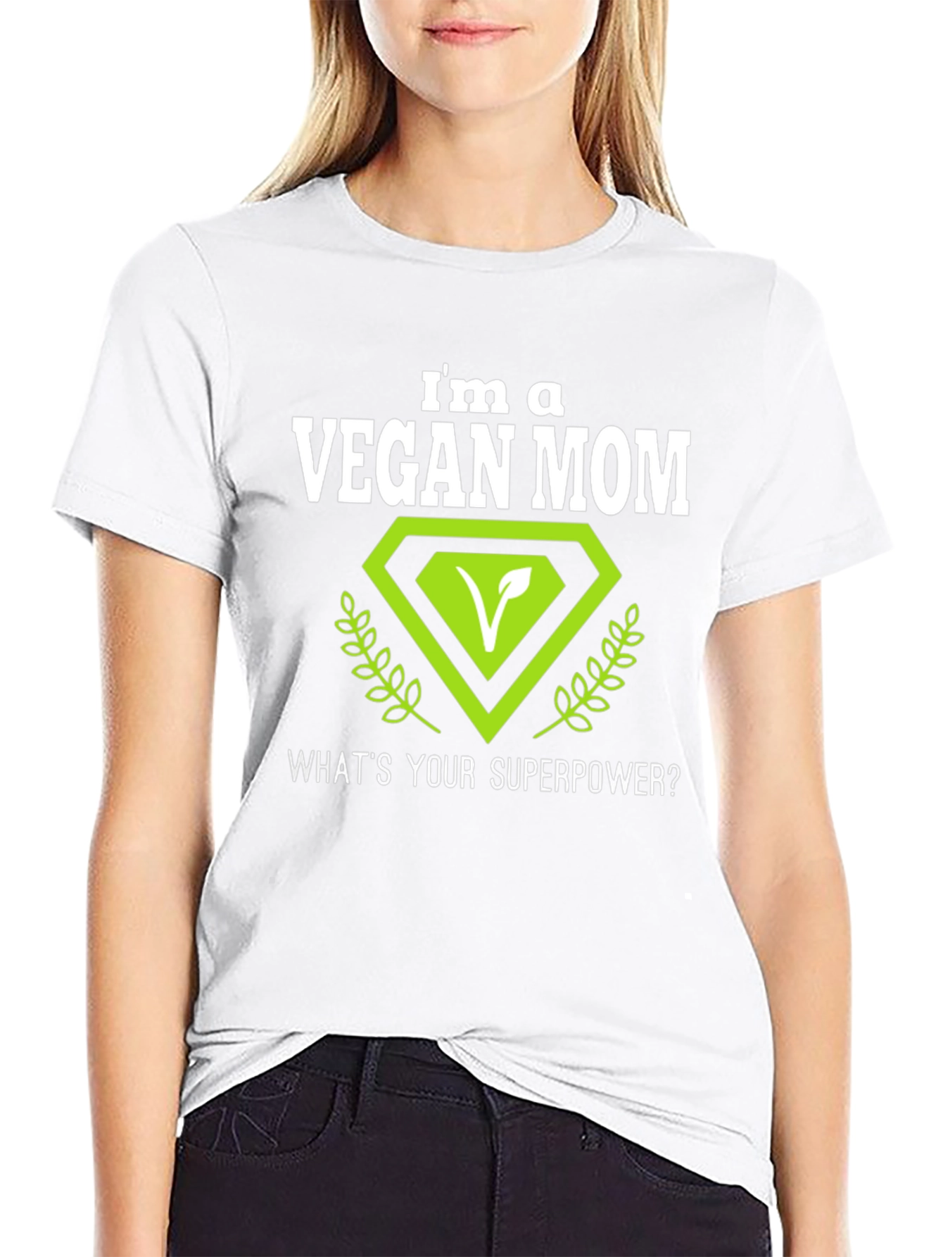 Black Vegan Mom T-Shirt - Superpower Design view 9
