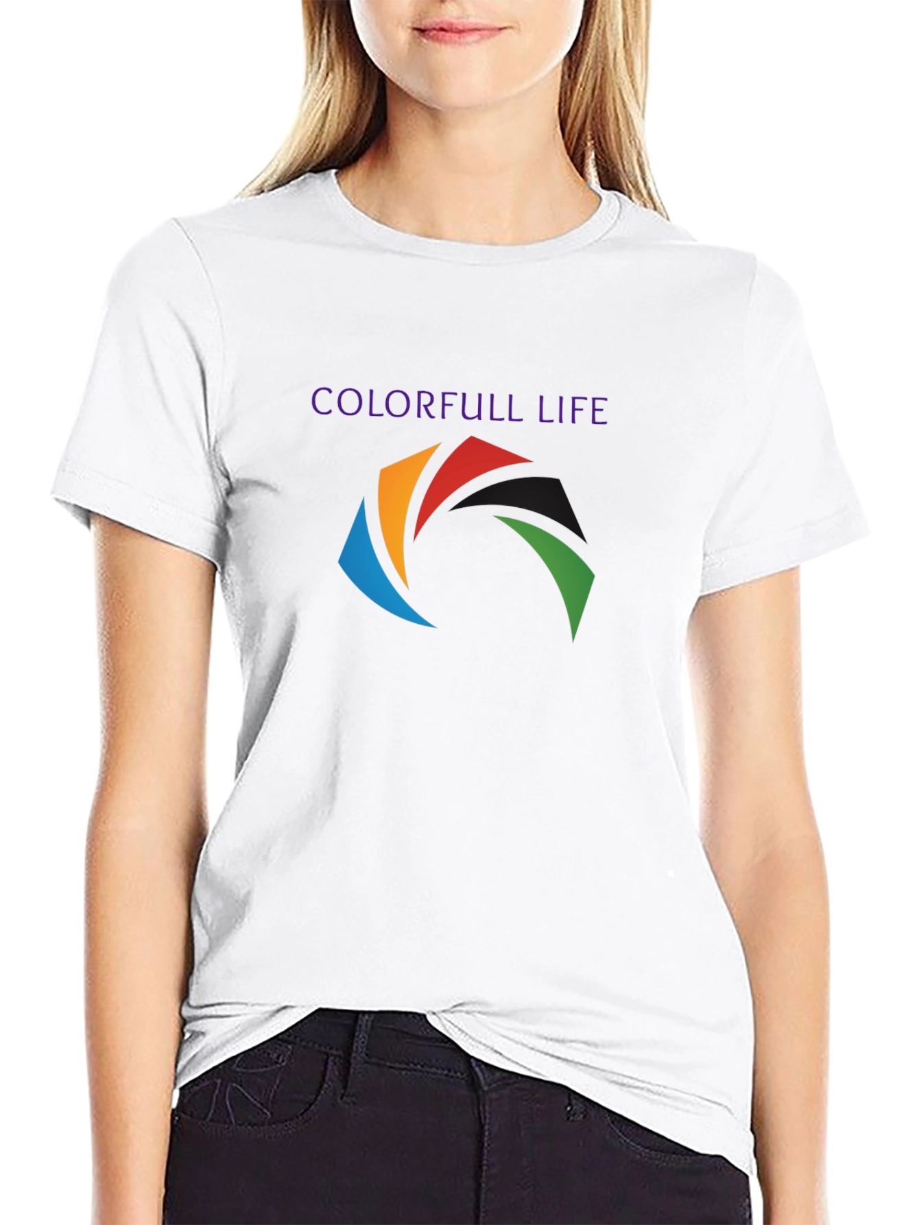 Black Colorful Life Graphic T-Shirt view 9