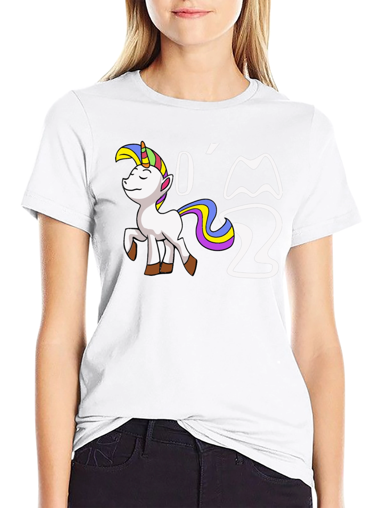 Black I'm Two Unicorn Birthday T-Shirt view 9
