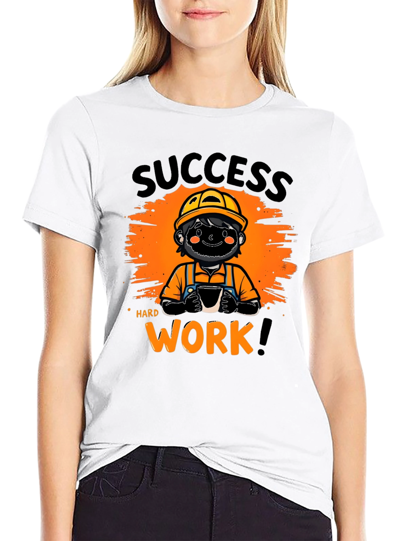Black Success Hard Work Graphic T-Shirt view 9