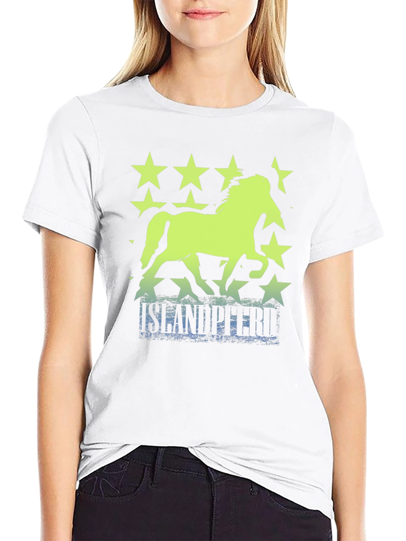 Black Icelandic Horse Stars T-Shirt view 9