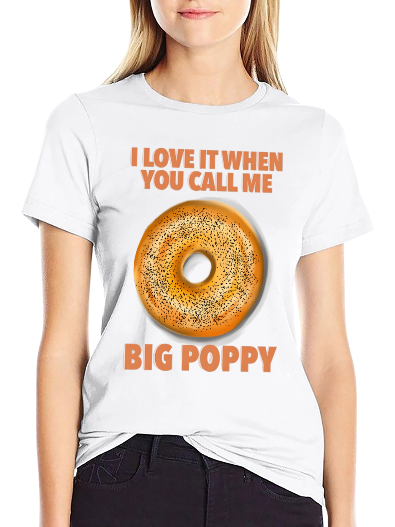 Black Big Poppy Bagel T-Shirt - Funny Foodie Tee view 9