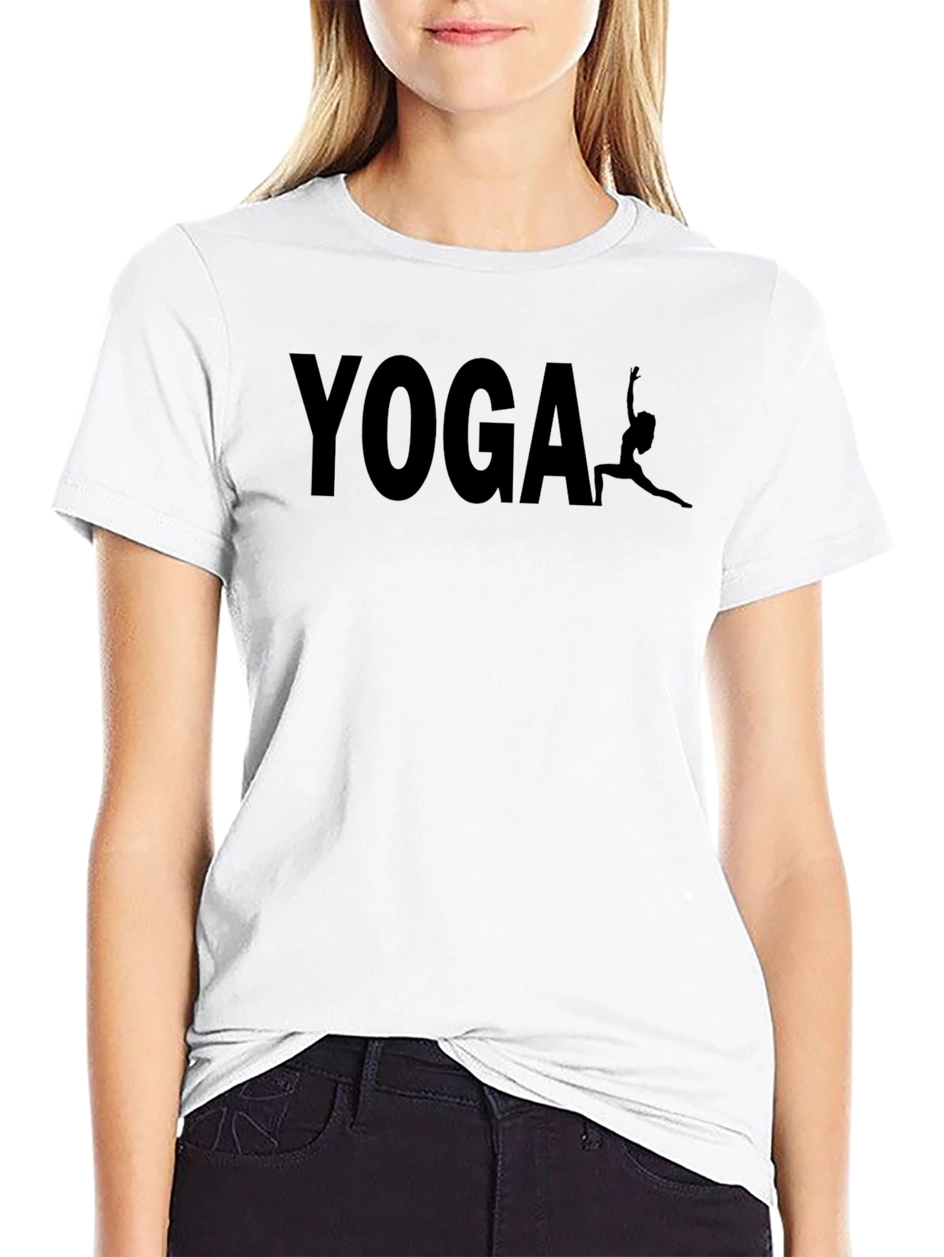 Black Yoga Graphic Print Black T-Shirt view 9