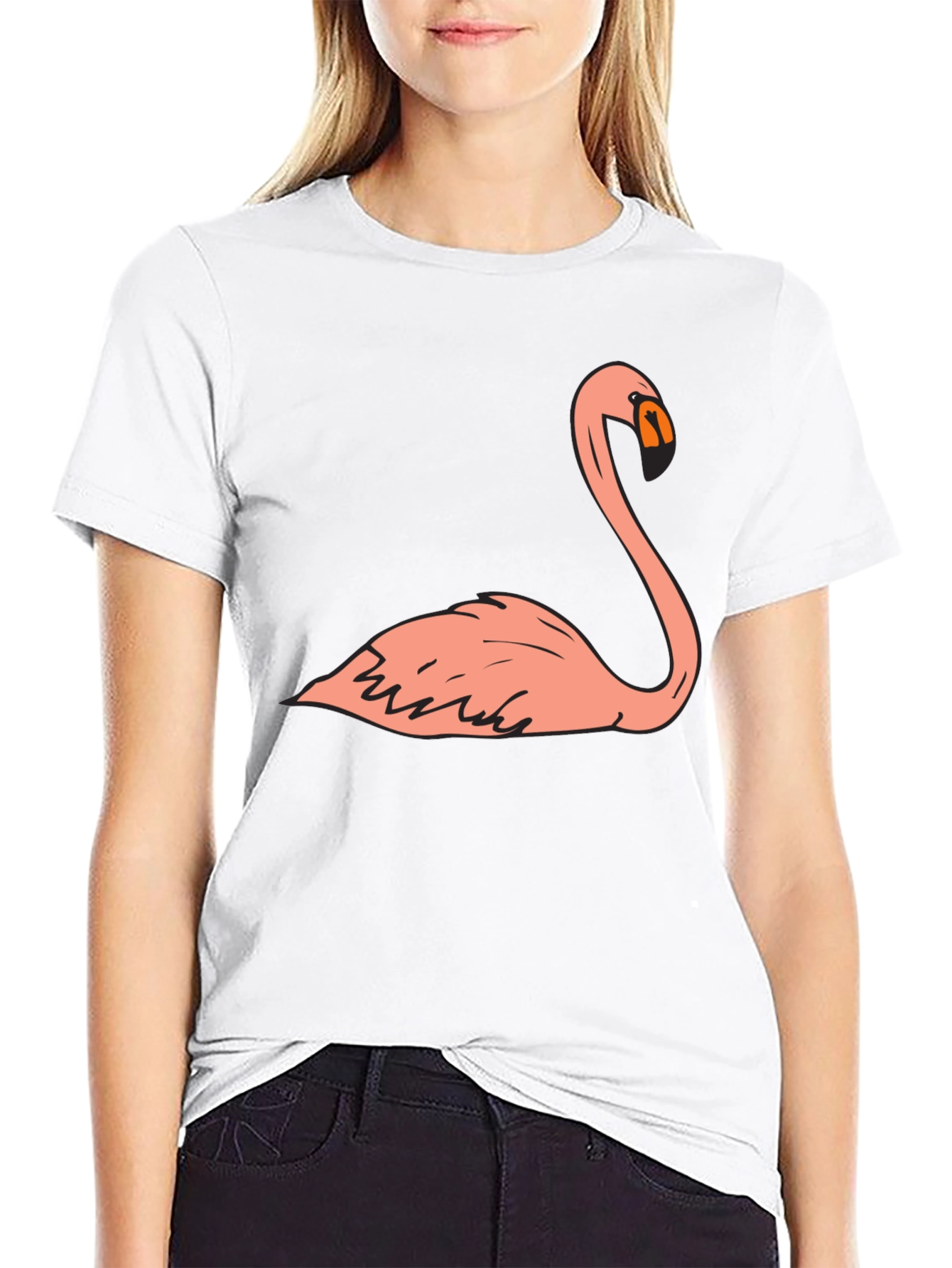 Black Flamingo Graphic Tee - Casual Black T-Shirt view 9