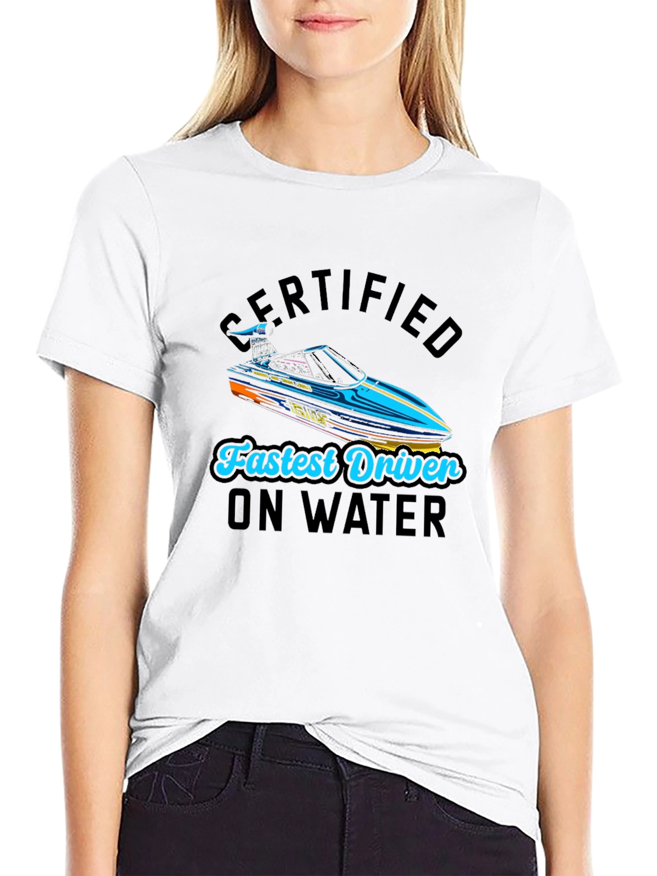 Black Certified Fastest Driver on Water T-Shirt view 9