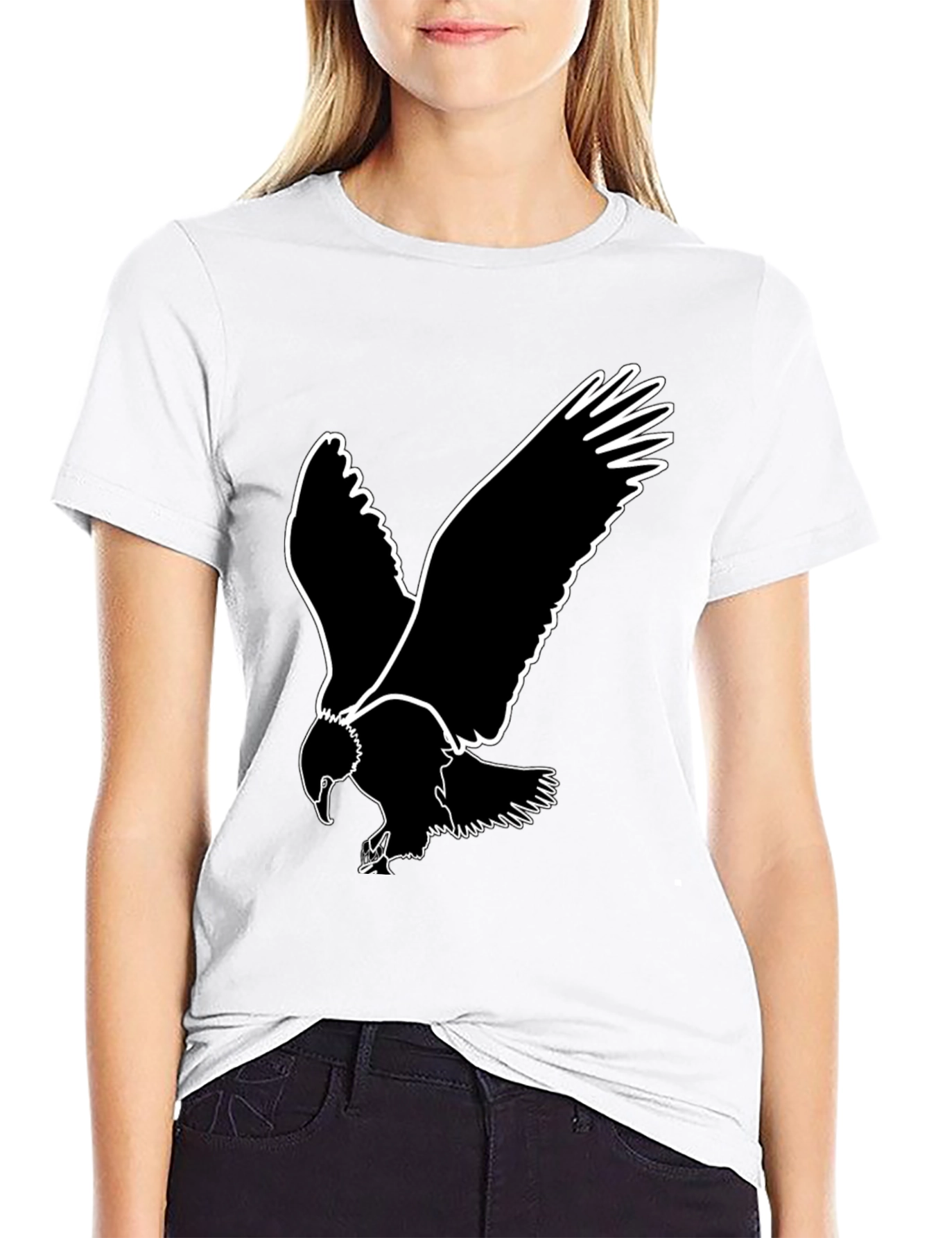Black Bold Eagle Graphic Tee - Black Cotton T-Shirt view 9
