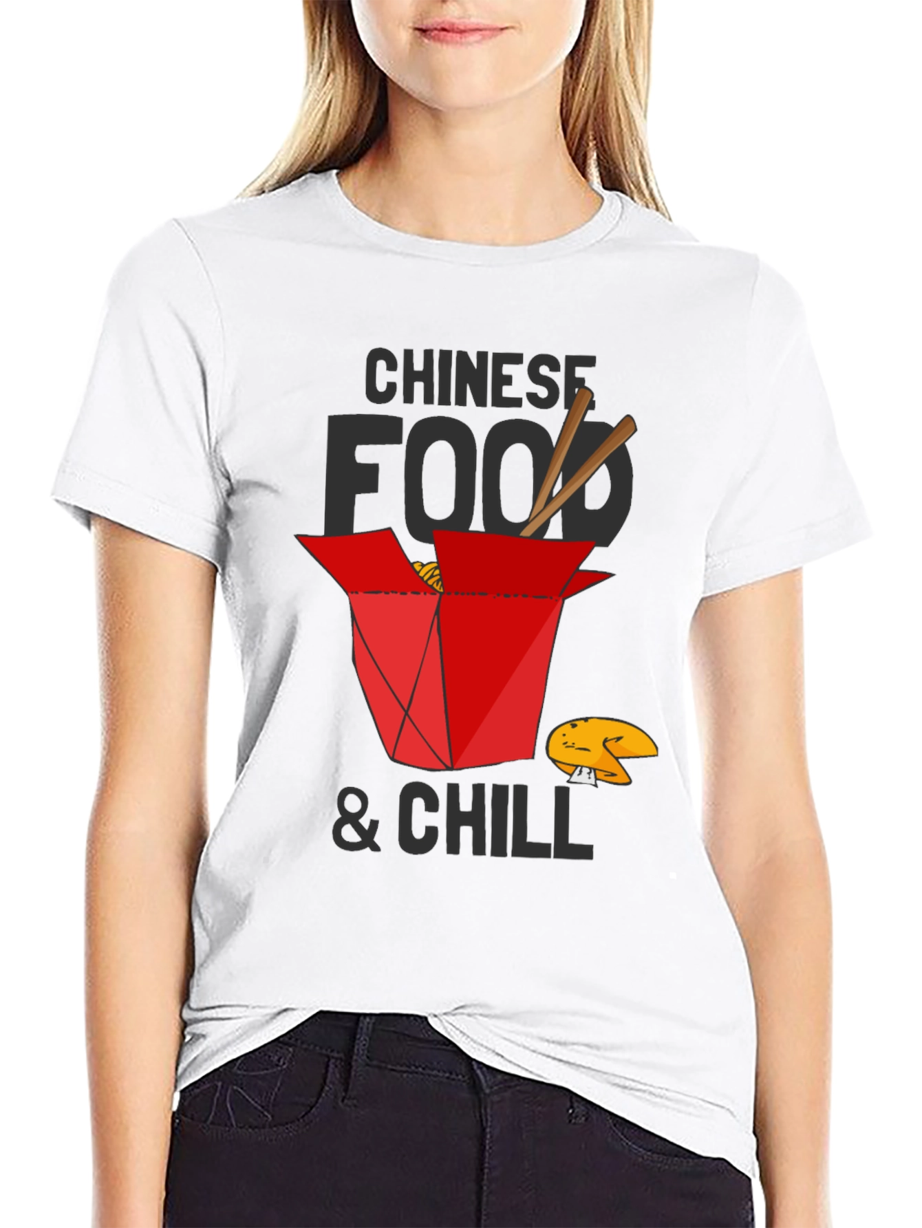 Black Chinese Food and Chill Graphic T-Shirt view 9