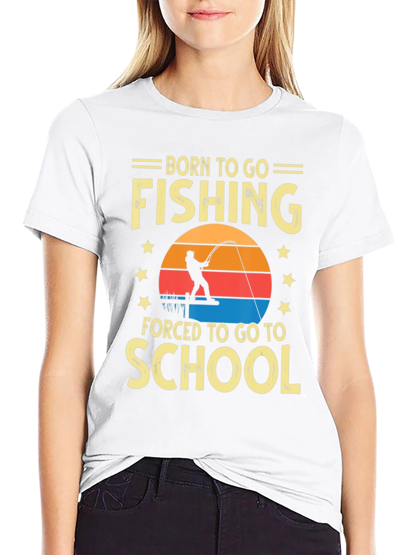 Black Born To Go Fishing T-Shirt view 9