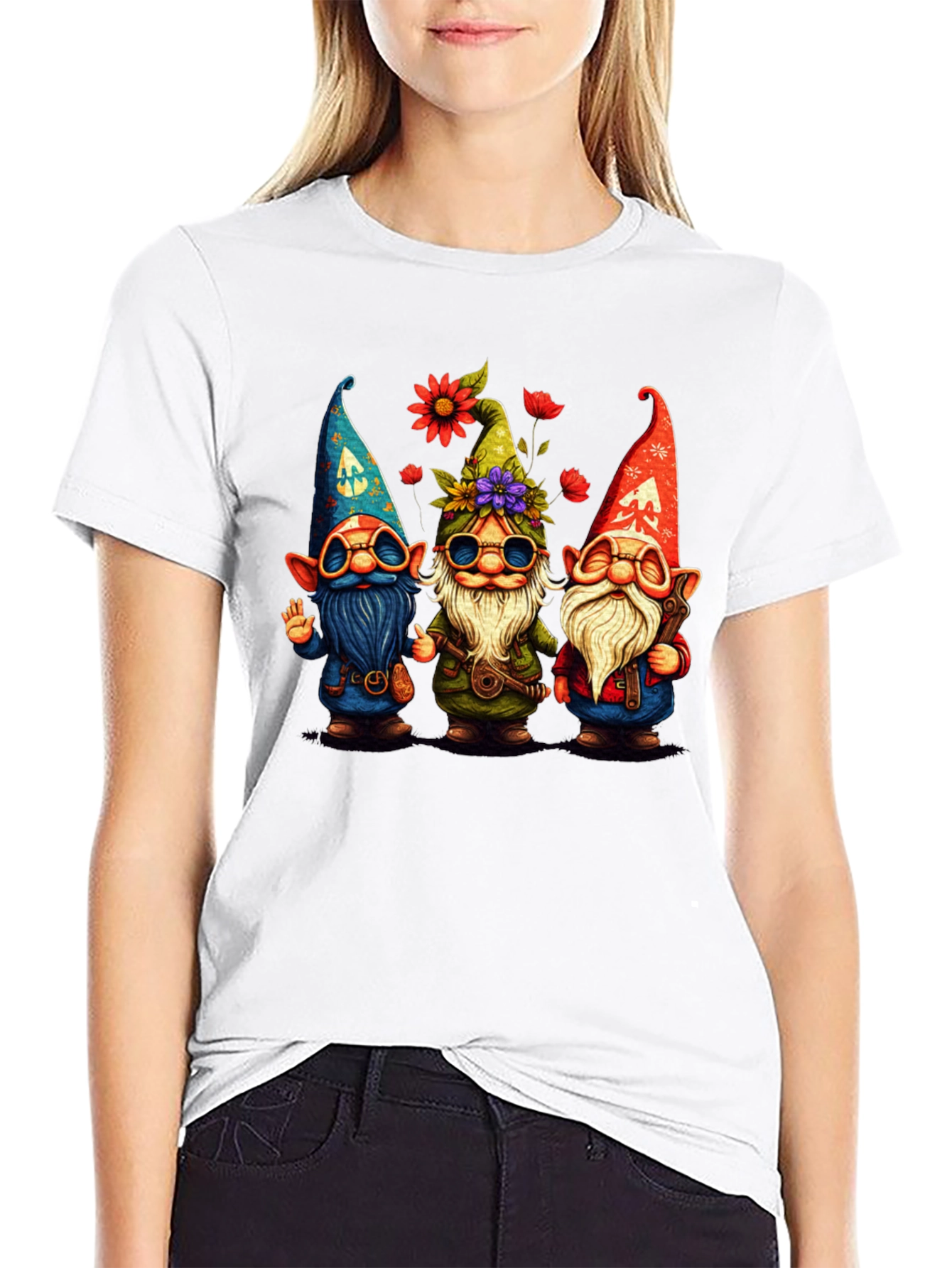Black Hippie Gnome Graphic Tee view 9