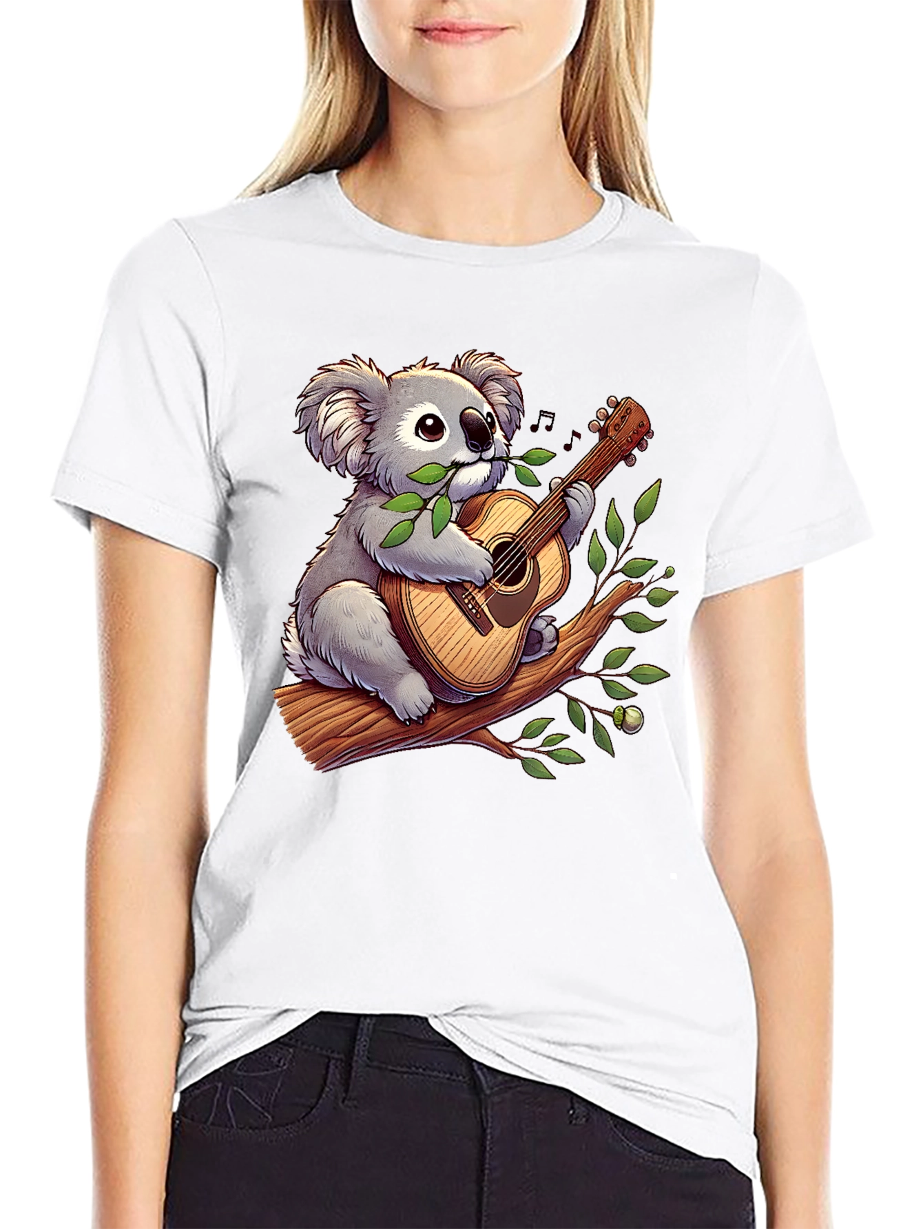 Black Koala Guitar Player Graphic T-Shirt view 9