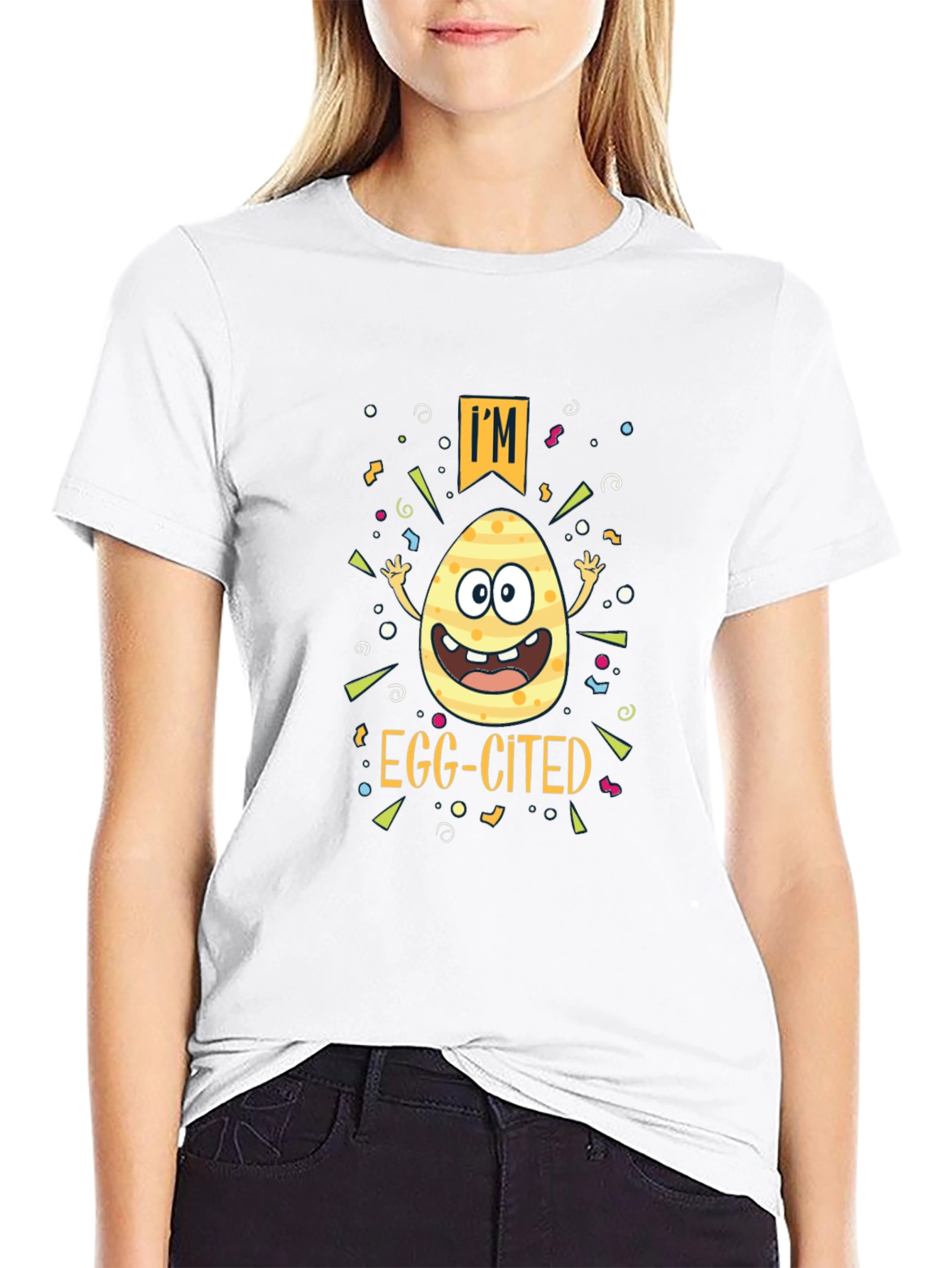 Camiseta Negra "Egg-cited" Pascua