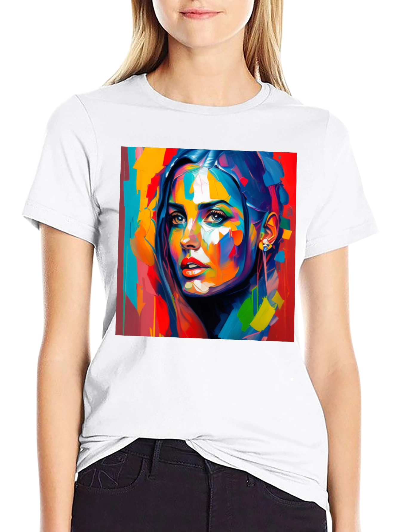 Black Abstract Woman Art Print Black T-Shirt view 9