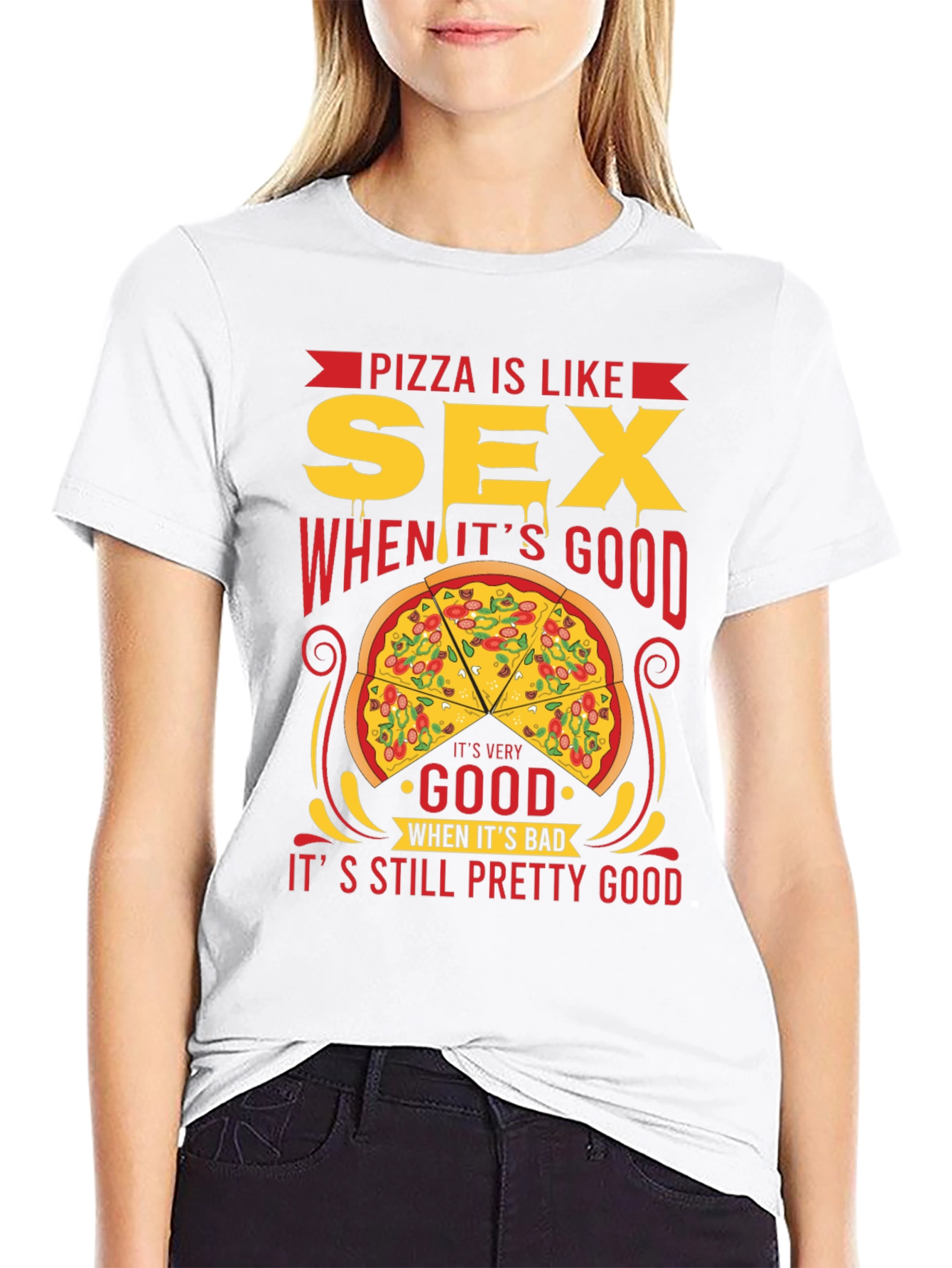 Black Pizza is Like Sex T-Shirt - Funny Graphic Tee view 9