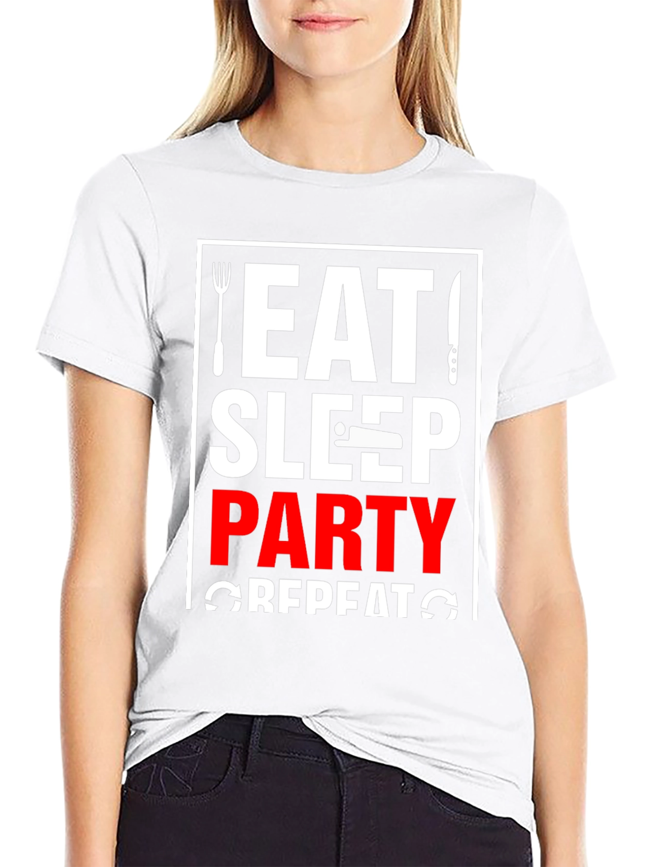 Eat Sleep Party Repeat T-Shirt - Black - 9