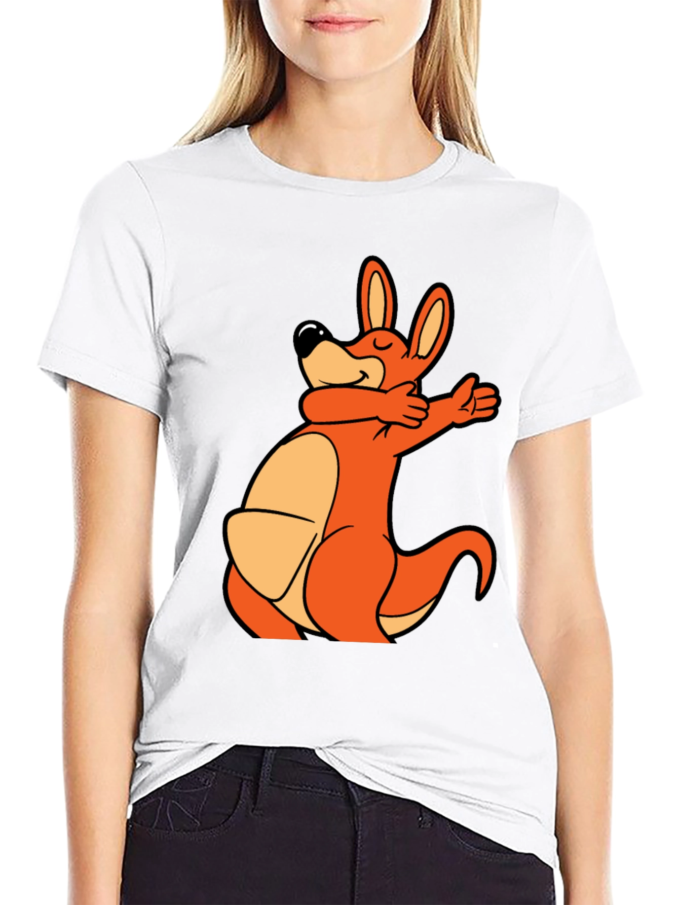 Black Dabbing Kangaroo Black T-Shirt view 9