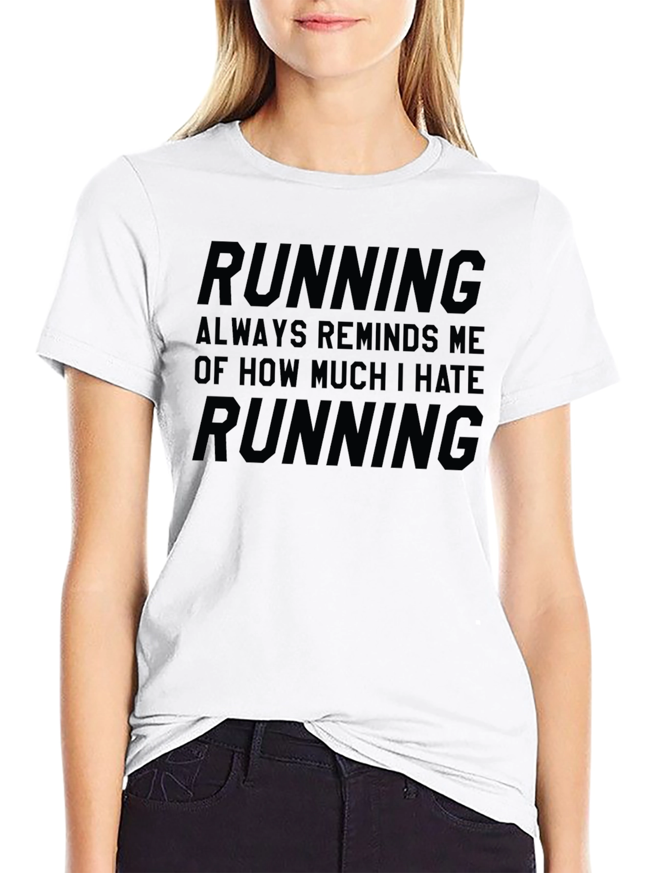 Black Funny Running Hate T-Shirt - Novelty Design view 9